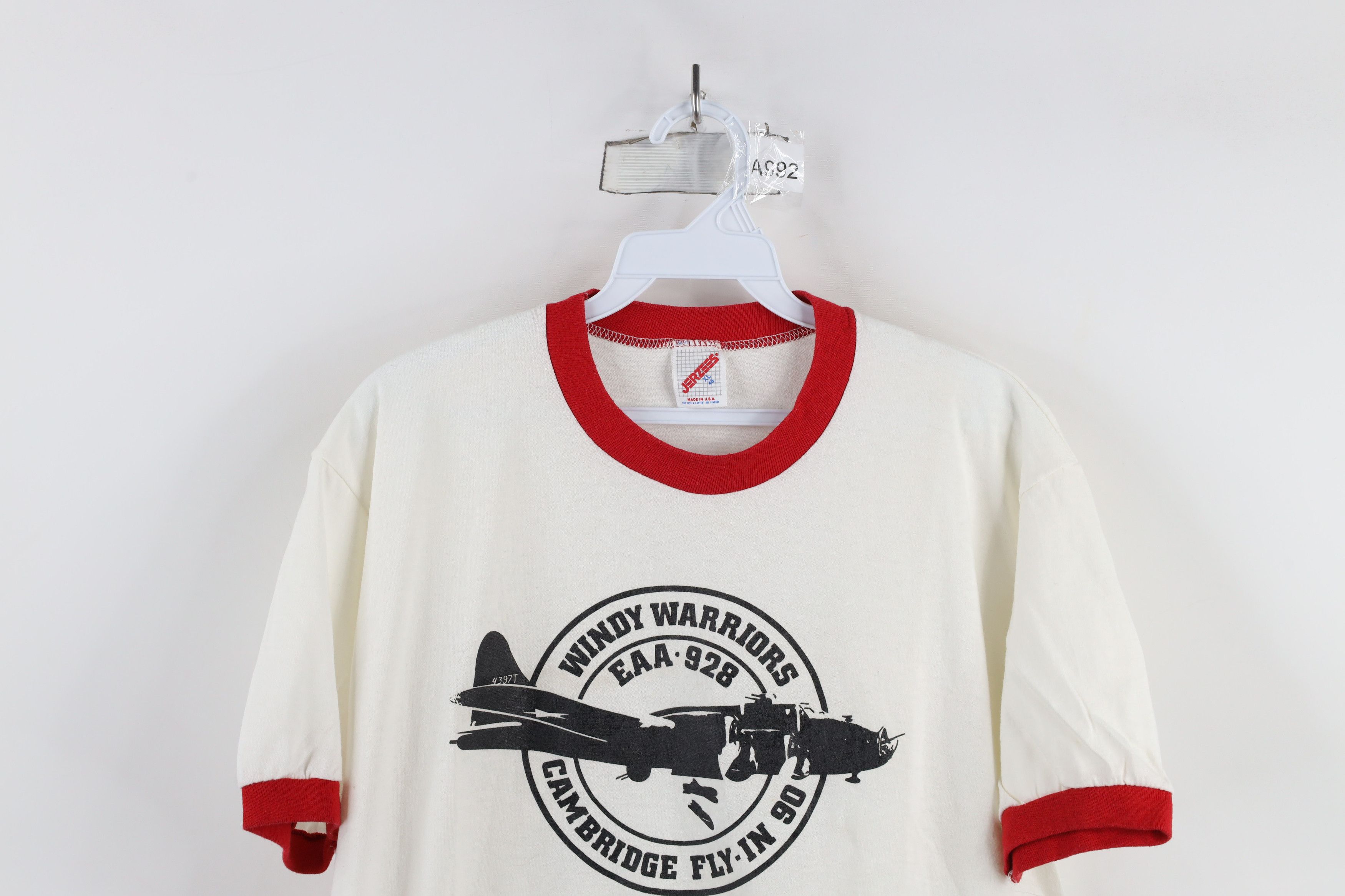 Vintage Vintage 90s Cambridge Fly In Ringer T-Shirt White USA Size US XL / EU 56 / 4 - 2 Thumbnail