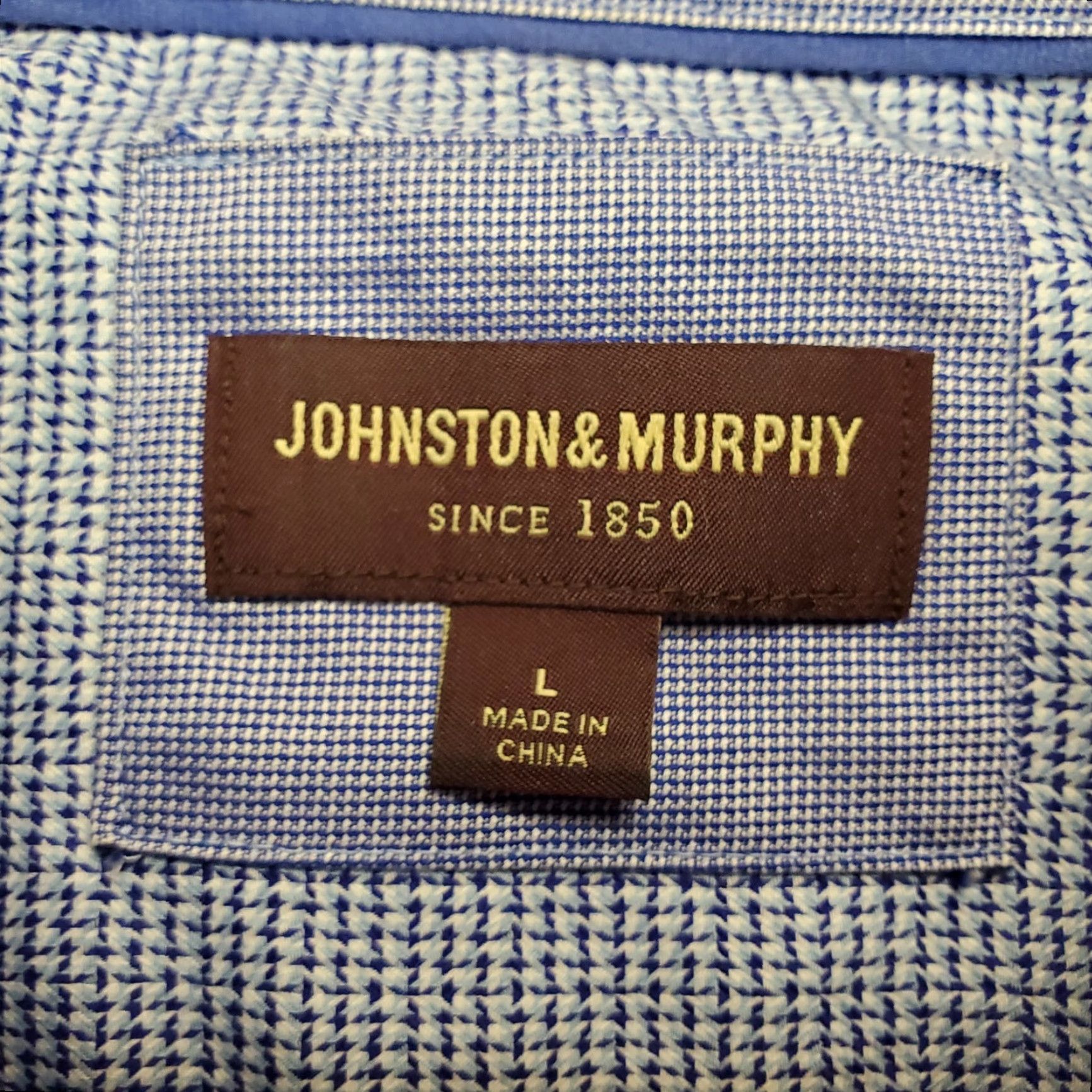 Johnston & Murphy Johnston & Murphy Shirt Mens Large Blue Geometric Long Sleeve Cotton Button-Up Size US L / EU 52-54 / 3 - 2 Thumbnail