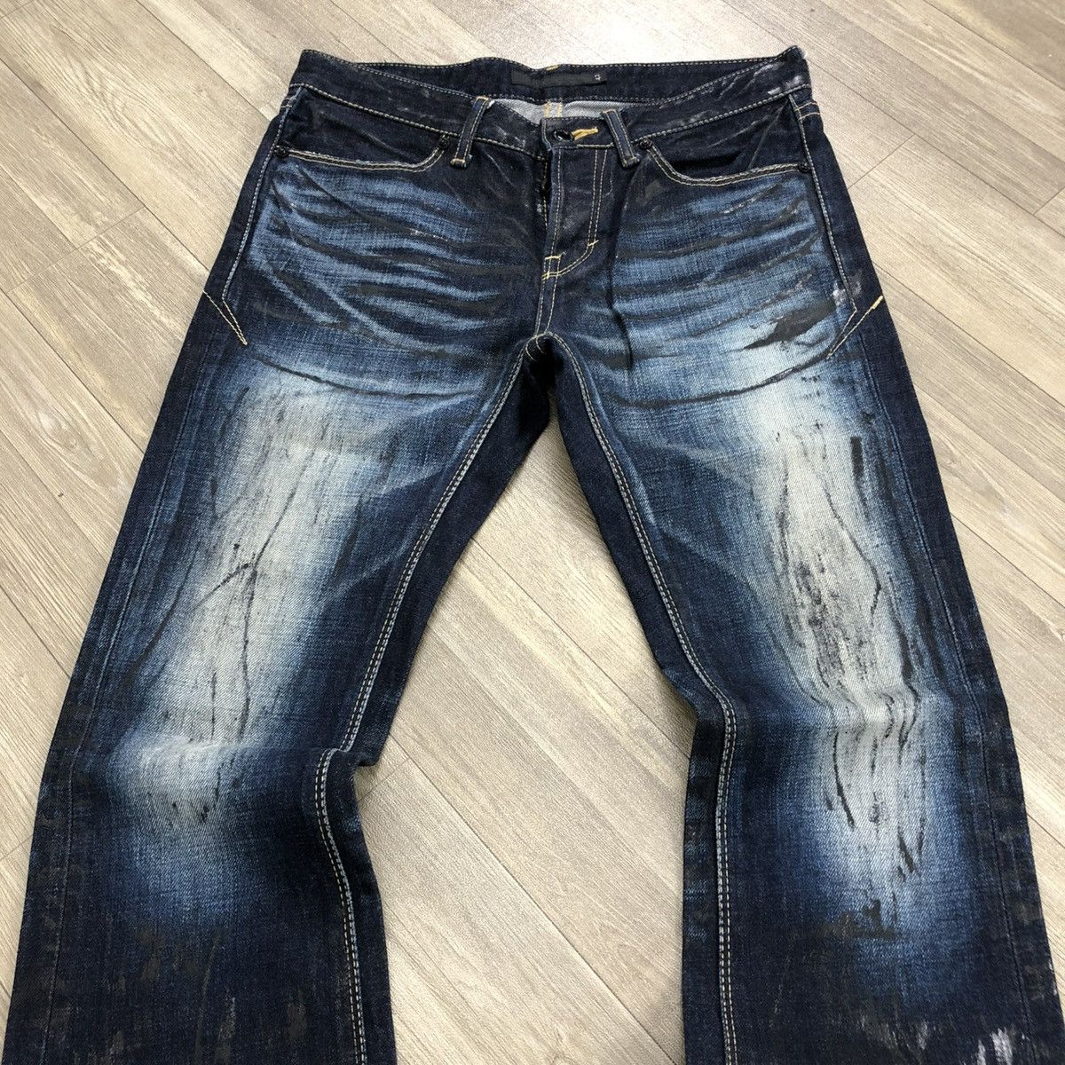 GOSTAR DE FUGA × If Six Was Nine × Tornado Mart 🇯🇵 2000s Fuga Devil Vomits Claw Mark Distressed Flared Jeans Size US 30 / EU 46 - 4 Thumbnail