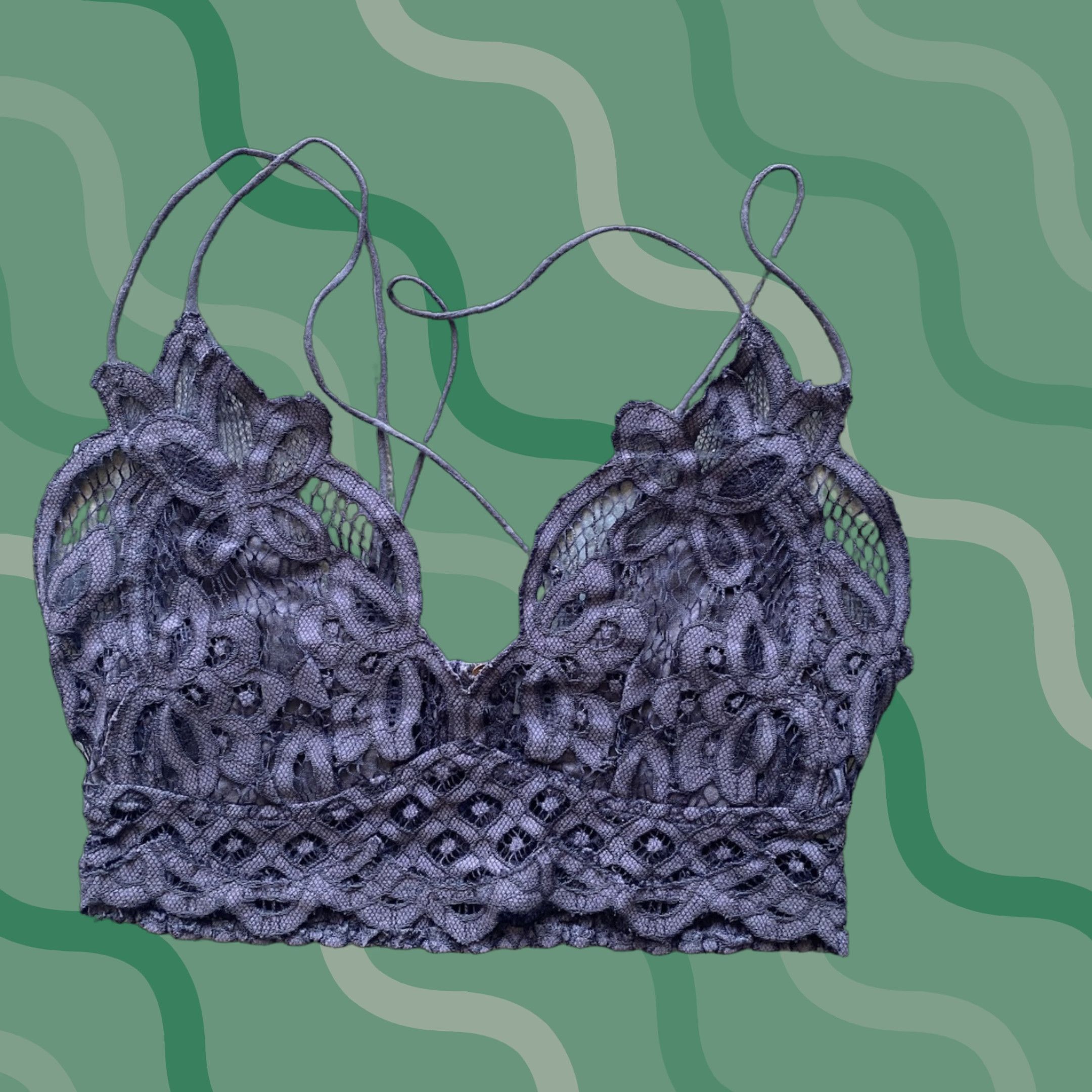 Free People Free People Bralette Women Lace Gray Charcoal NWT Large L Size ONE SIZE - 1 Thumbnail