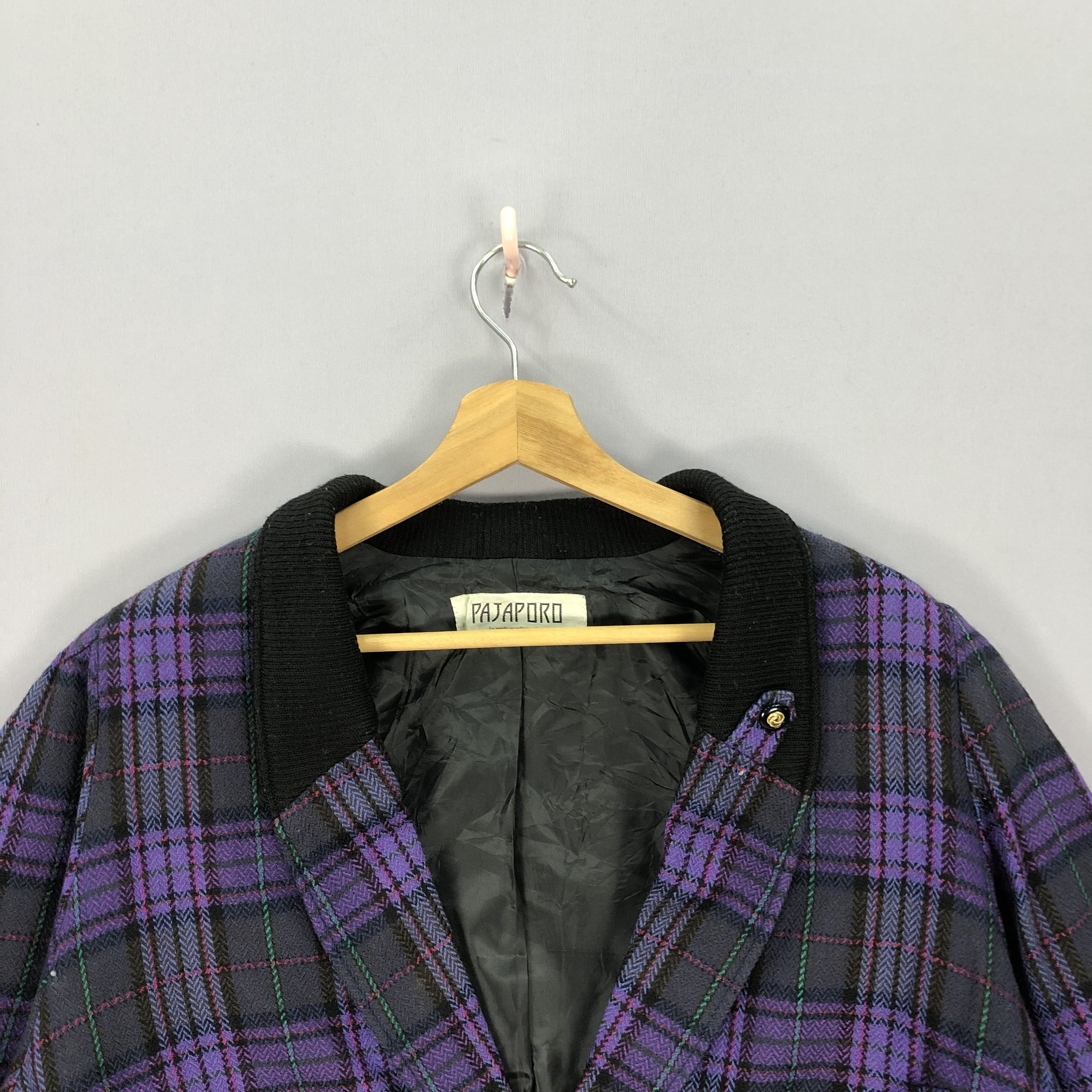 Japanese Brand Vintage Pajaporo Checkered Tartan Varsity Cardigan Jacket Size US M / EU 48-50 / 2 - 2 Thumbnail