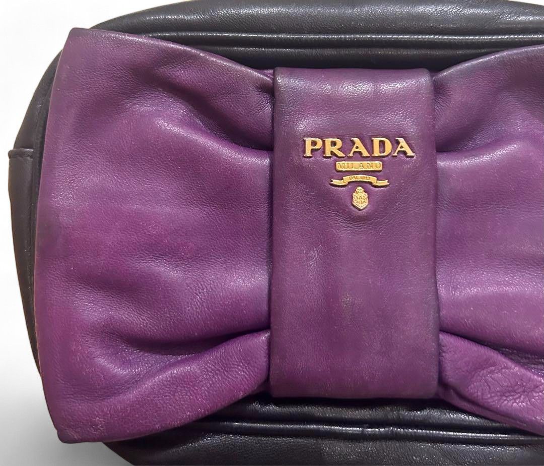 Prada Prada - Pink Mini Handbag Ribbon Pouch Leather Black Size ONE SIZE - 4 Thumbnail
