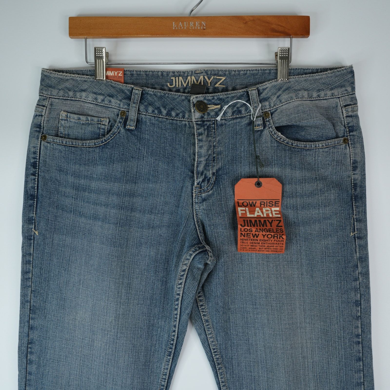 Other Jimmy'z Jeans Womens 14L (37x35) Blue Low Rise Flare Y2K Size 37" - 3 Thumbnail