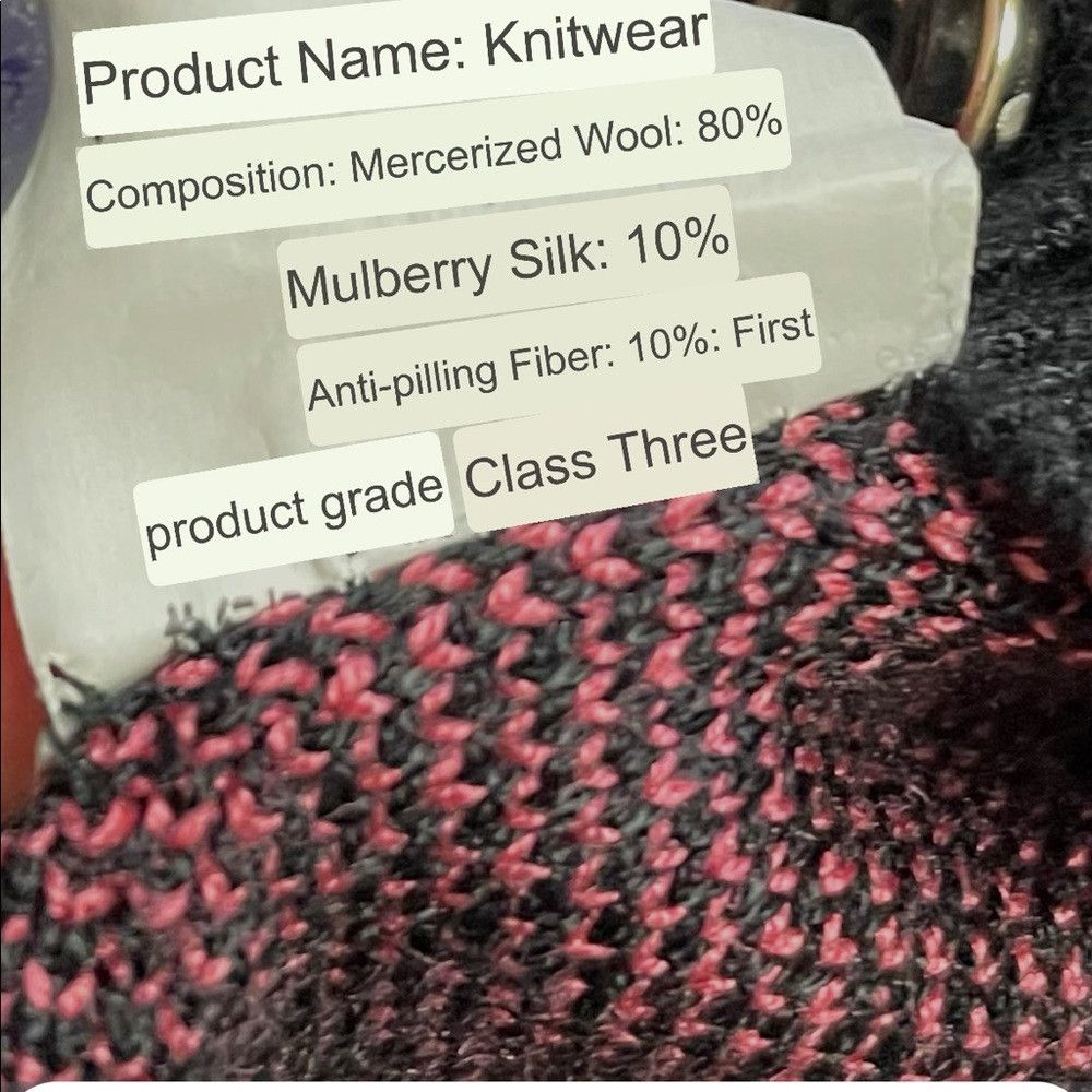 Other New Wool Silk Blend Black With Front Pink Floral Pattern Ca Size M / US 6-8 / IT 42-44 - 7 Thumbnail