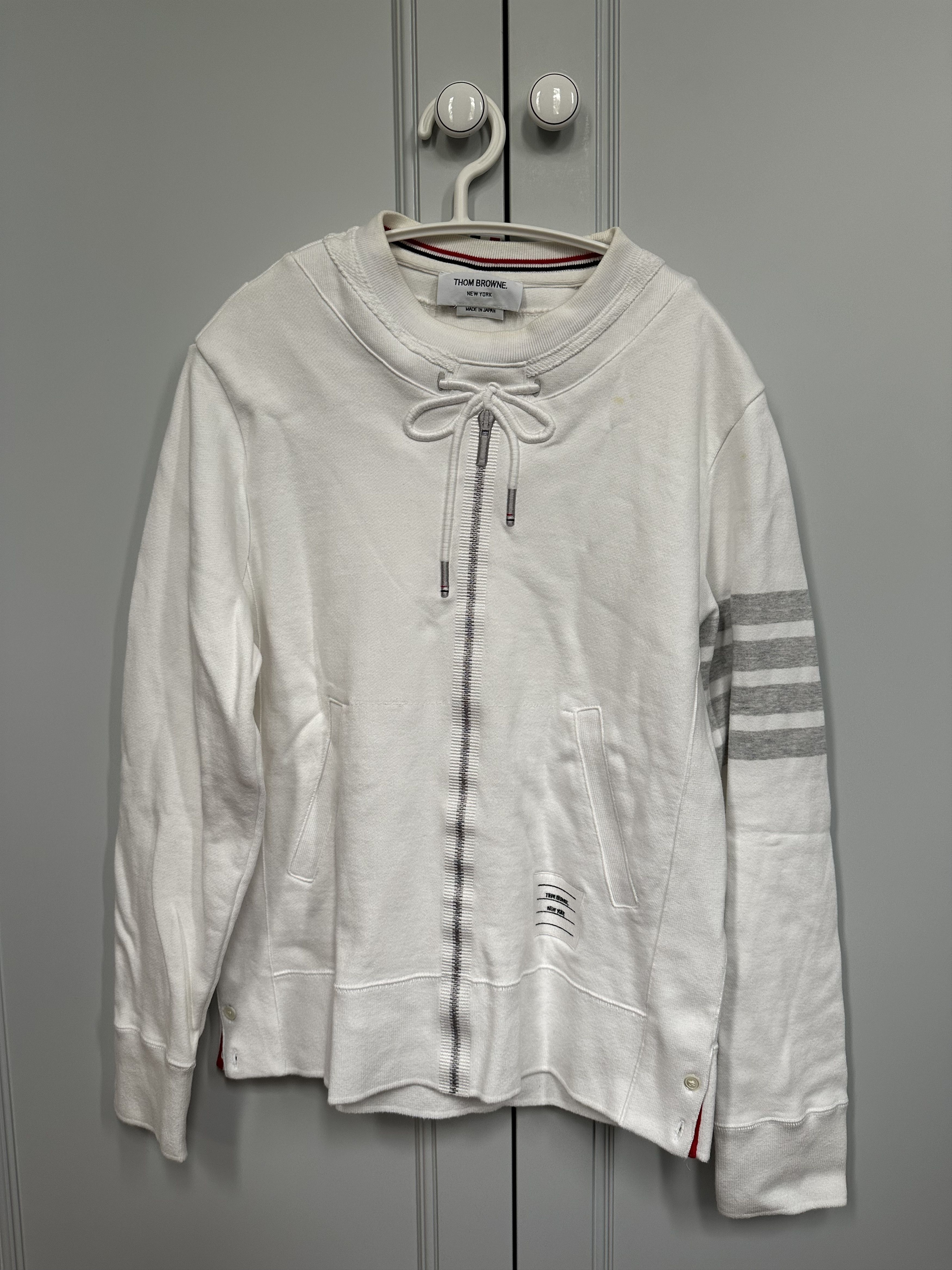 Thom Browne Thom Browne white four-bar sweatshirt Size M / US 6-8 / IT 42-44 - 1 Thumbnail