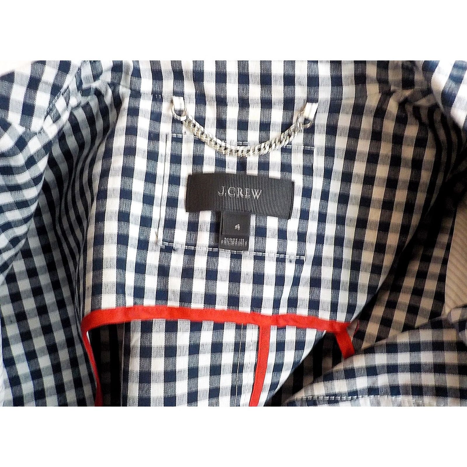 J.Crew J CREW Check Moto Style Jacket Asymmetrical Zip Blue/Ivory Cotton Blend SZ 4 Jacket Women Short 4 Blue Ivory Check Zippered Pockets Great Condition Size S / US 4 / IT 40 - 8 Thumbnail