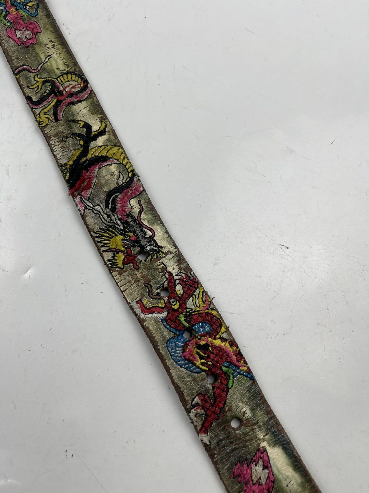 Seditionaries super rare dragon design distressed leather belt tc43 Size 32 - 2 Thumbnail