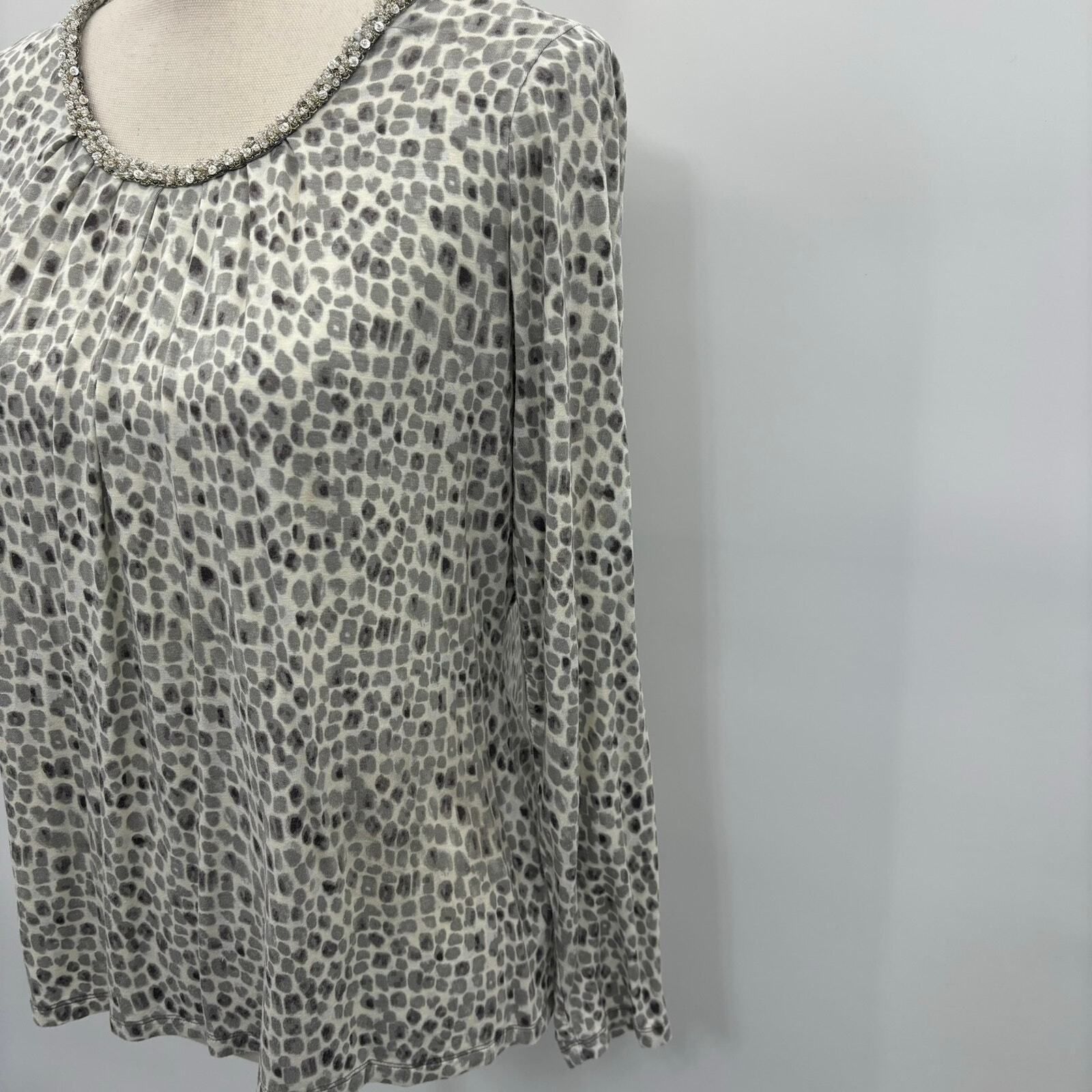 Other Charter Club Women's Blouse Petite Medium White Gray Abstrac Size M / US 6-8 / IT 42-44 - 14 Thumbnail