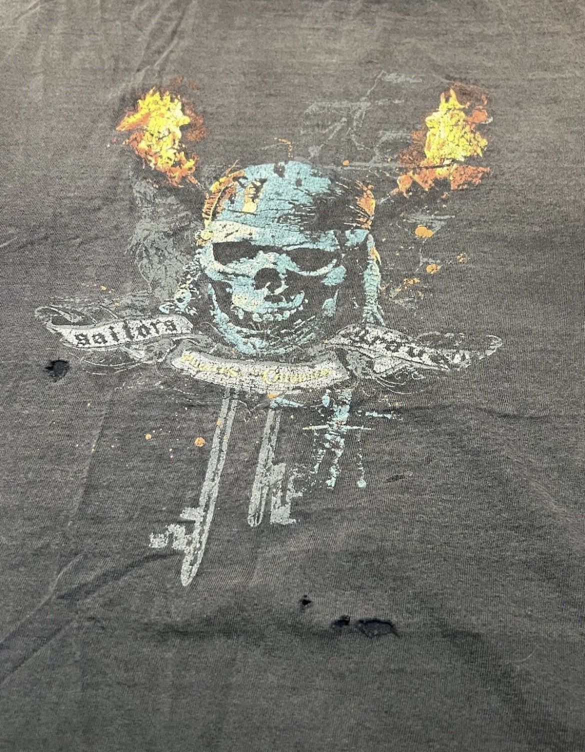 Japanese Brand × Vintage Vintage Skull Distressed Sun Faded Ripped Tee Y2K 90s Biker Size US XL / EU 56 / 4 - 3 Thumbnail