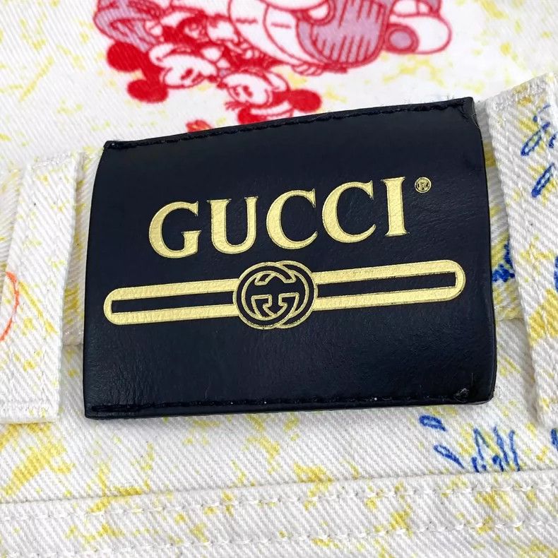 Gucci Gucci Beige graffiti cartoon Mickey Mouse printed cotton ca Size 27" / US 4 / IT 40 - 6 Thumbnail