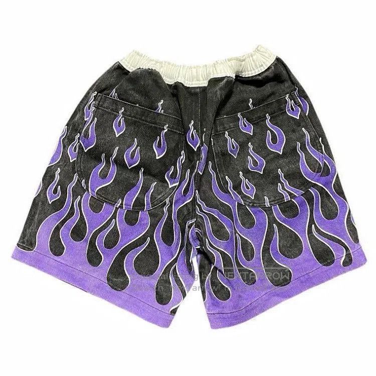 VINNY's Purple Flame Print Easy Short Pants. Size US 30 / EU 46 - 3 Thumbnail
