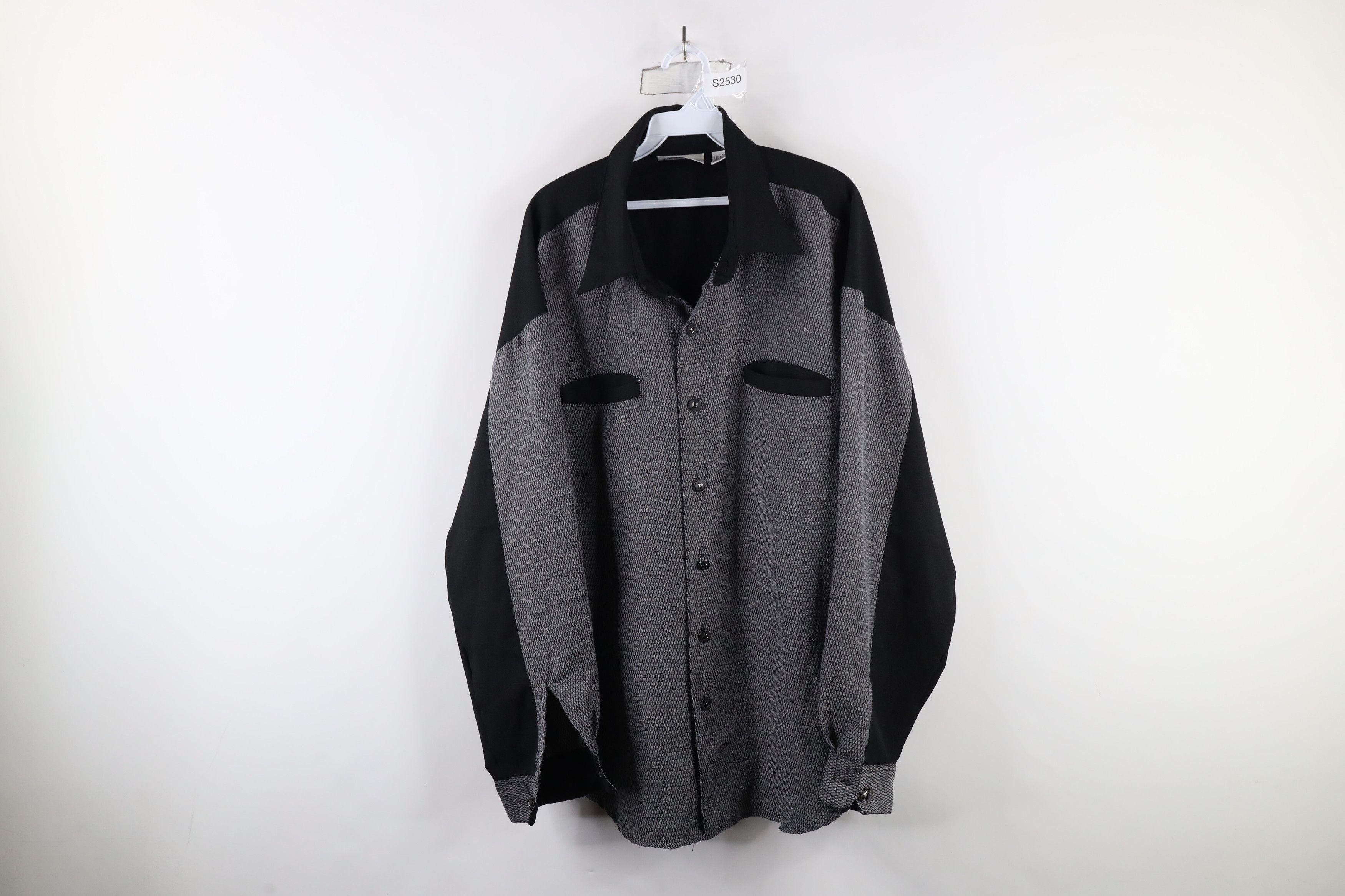 Vintage Vintage 90s Rockabilly Block Knit Collared Button Shirt Size US XL / EU 56 / 4 - 1 Thumbnail