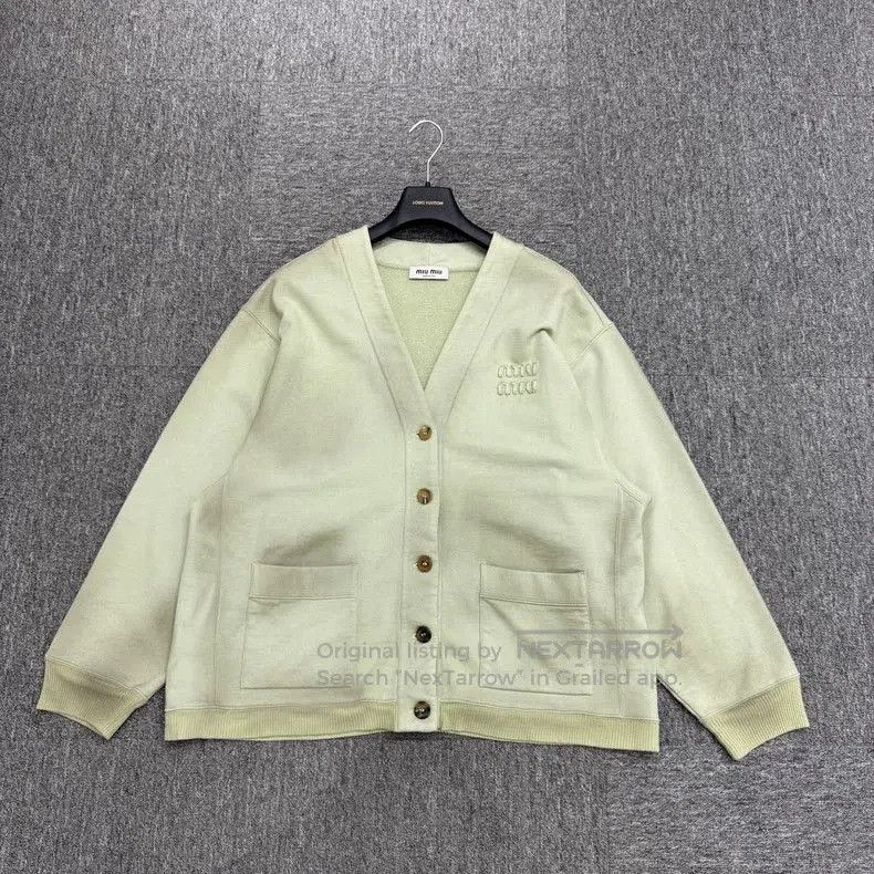 Miu Miu MIU MIU Distressed V-Neck Knit Cardigan. Size US S / EU 44-46 / 1 - 1 Thumbnail