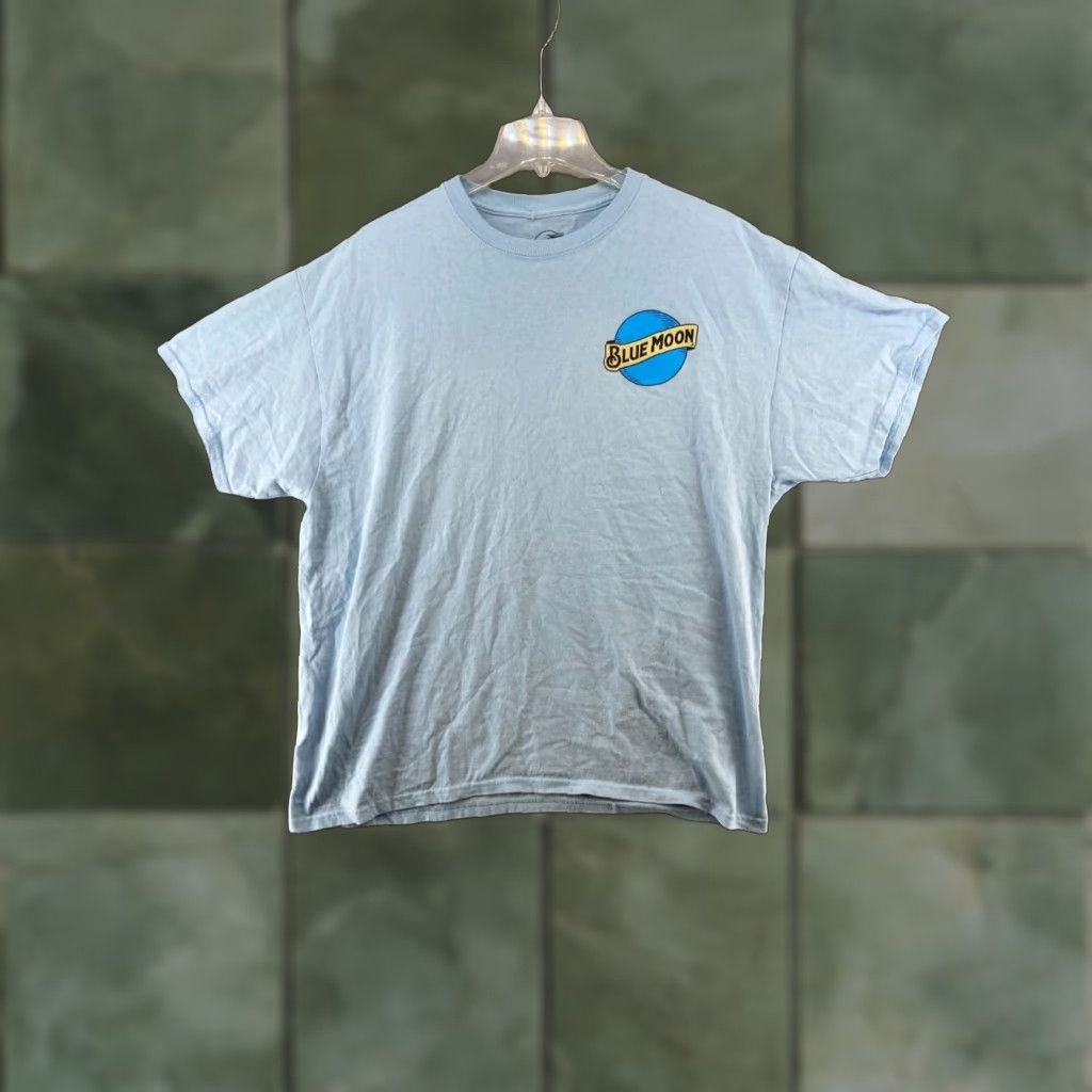 Vintage Blue Moon T-Shirt Mens XL Blue Beer Logo Blue Moon Brewing Company Logo Blue Moon Bleach Dye Crew Neck Short Sleeve 80s? Size US XL / EU 56 / 4 - 1 Thumbnail