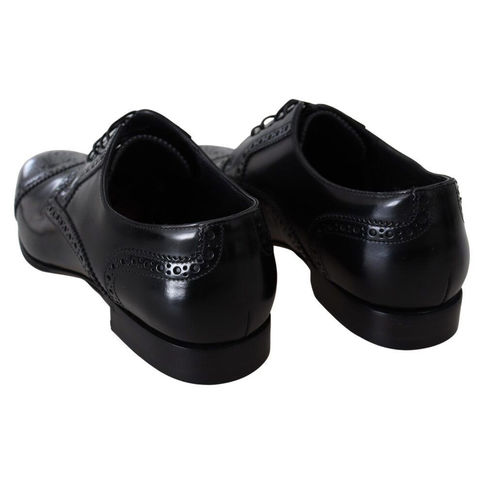 Dolce & Gabbana Dolce & Gabbana Elegant Black Leather Formal Derby Shoes Size US 6 / EU 39 - 2 Thumbnail