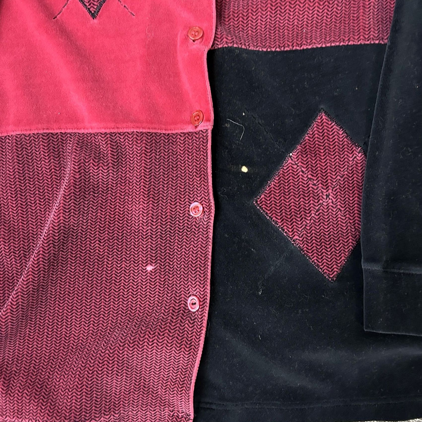 Vintage Erika Collection Shirt Womens Small Black Red Patchwork Argyle Button Front Size S / US 4 / IT 40 - 2 Thumbnail