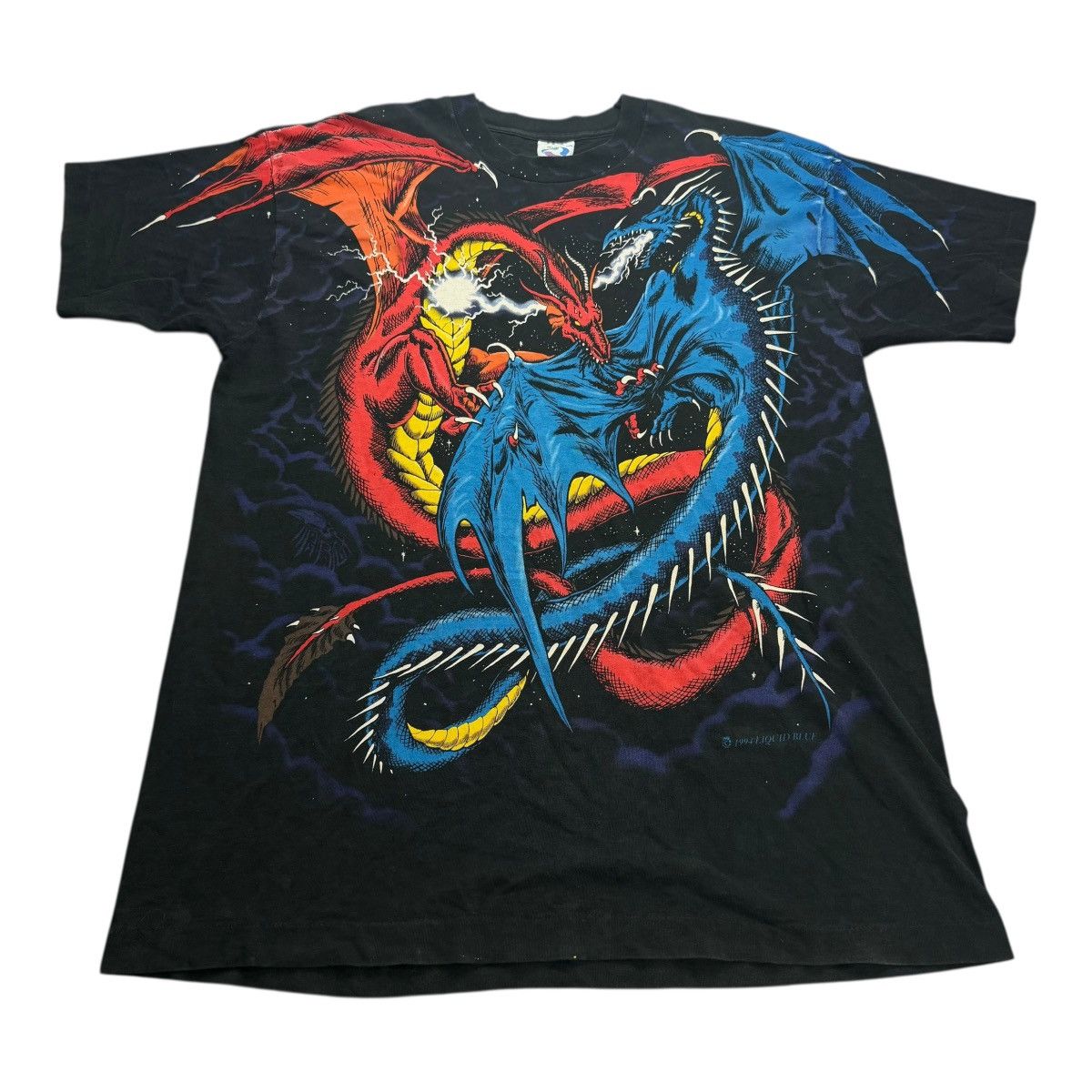 Liquid Blue Vintage 1994 Liquid Blue Dueling Dragons Black AOP T-Shirt Size US XXL / EU 58 / 5 - 1 Thumbnail