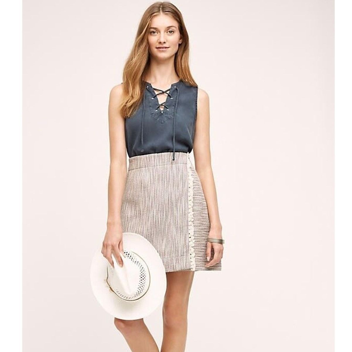 Anthropologie New Anthropologie Wrapped Fringe Mini Skirt By Maeve Size 6 Size 28" / US 6 / IT 42 - 1 Thumbnail