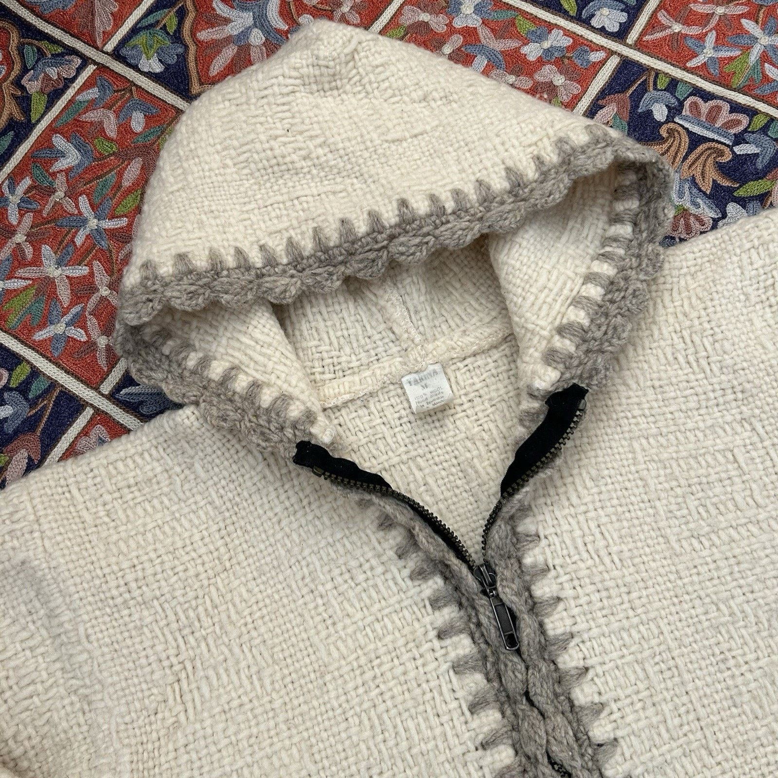 Vintage Yarina Wool Handknit Full Zip Cropped Hoodie Sweater Medium Size M / US 6-8 / IT 42-44 - 2 Thumbnail