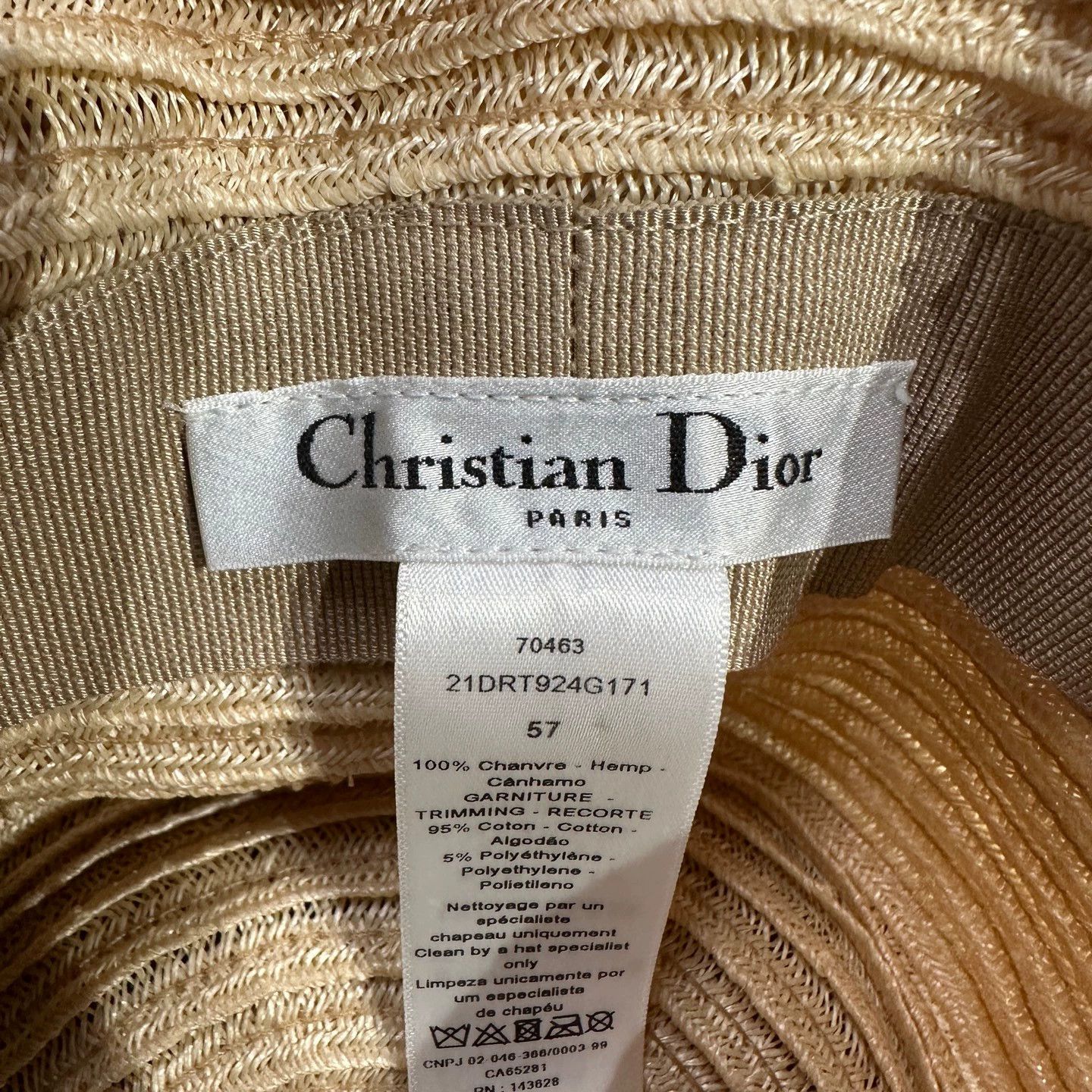 Christian Dior Monsieur Christian Dior may671 Logo Lettered Woven Straw Hat 57 Size ONE SIZE - 5 Thumbnail