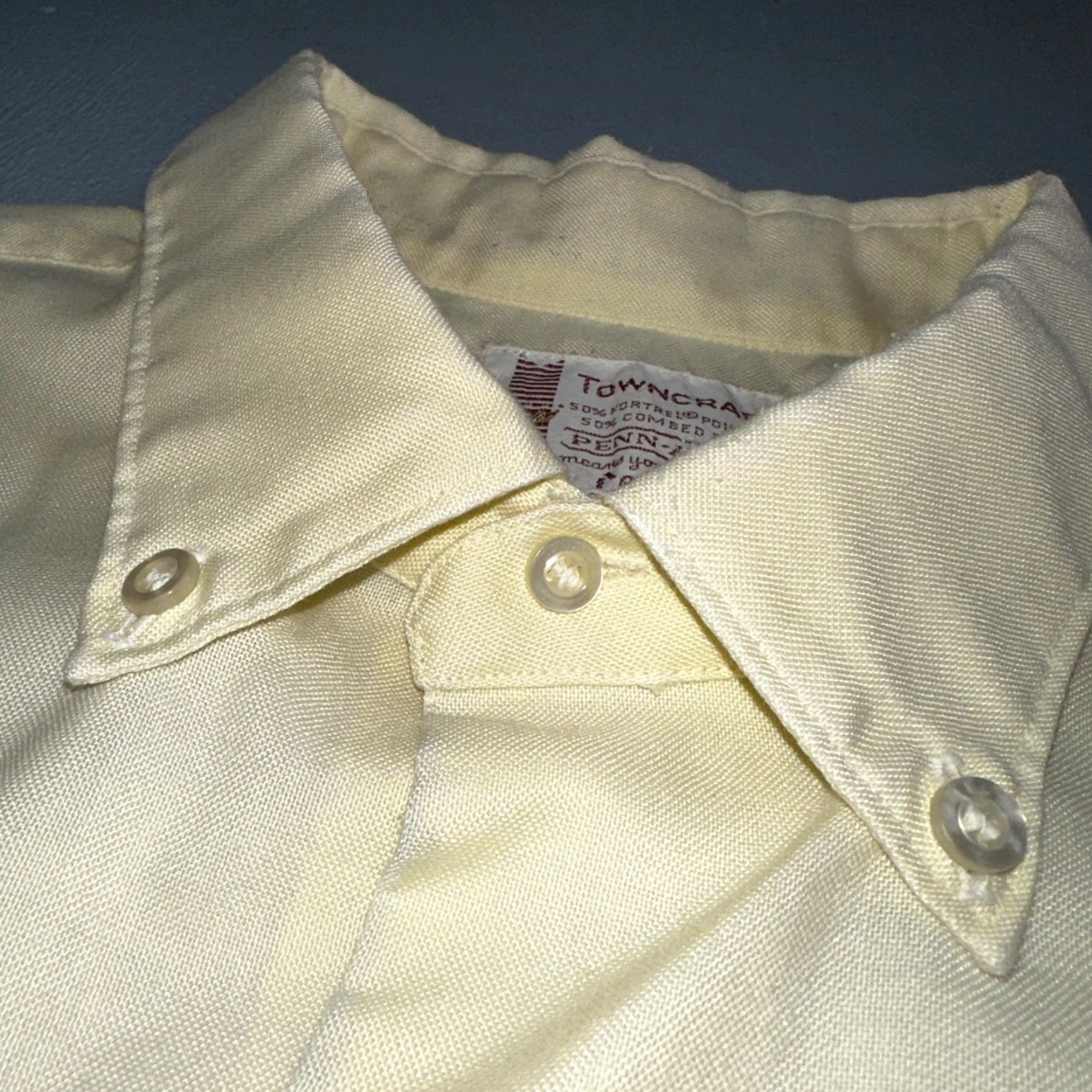 Penn VINTAGE TownCraft Shirt Men L Yellow White Stripe 60s 1960s USA Casual Button-Up Size US L / EU 52-54 / 3 - 4 Thumbnail