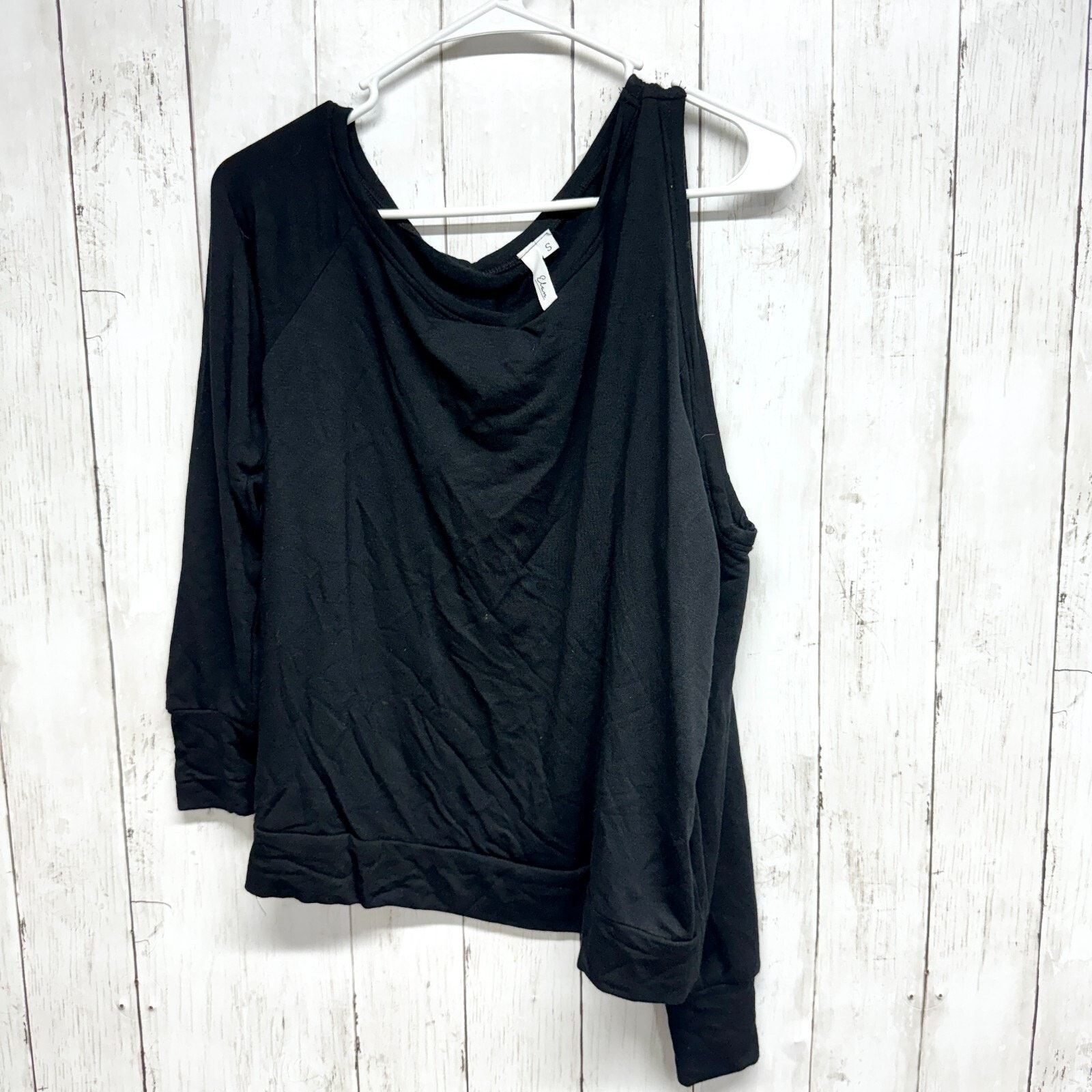 ELAN Elan Sweater SM One Shoulder Cutout Top Black Long Sleeve Size S / US 4 / IT 40 - 1 Thumbnail