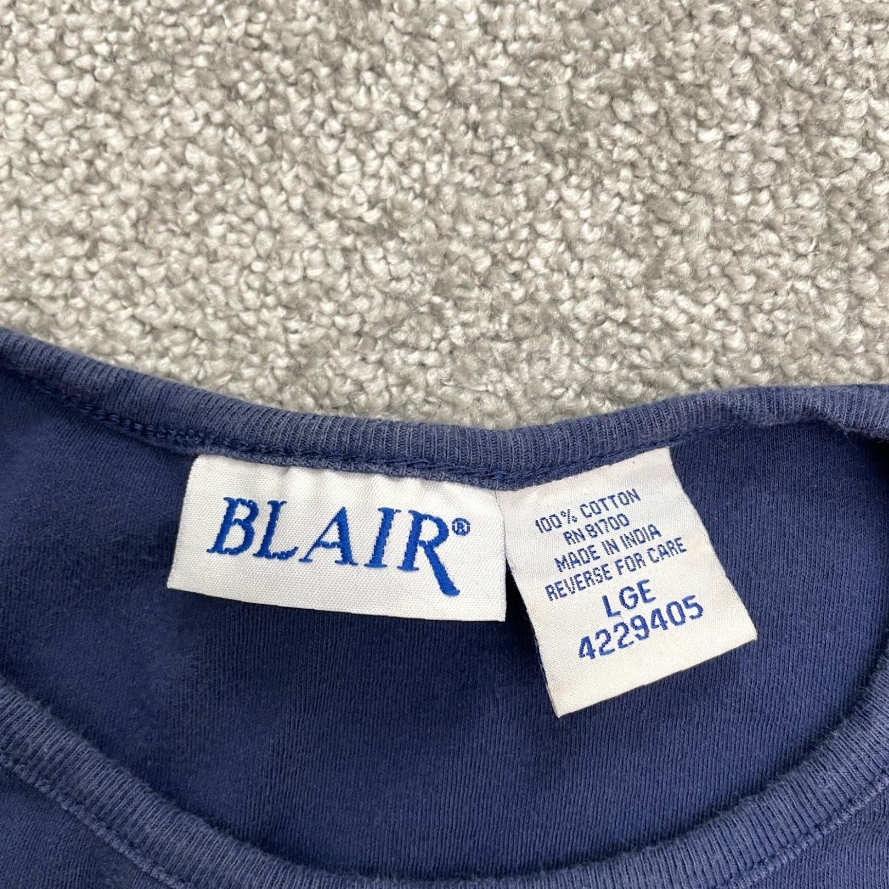 Blair Blair Basic Shirt Women Large Navy Blue Crew Neck Short Sleeve Cotton Casual Tee Size L / US 10 / IT 46 - 4 Thumbnail