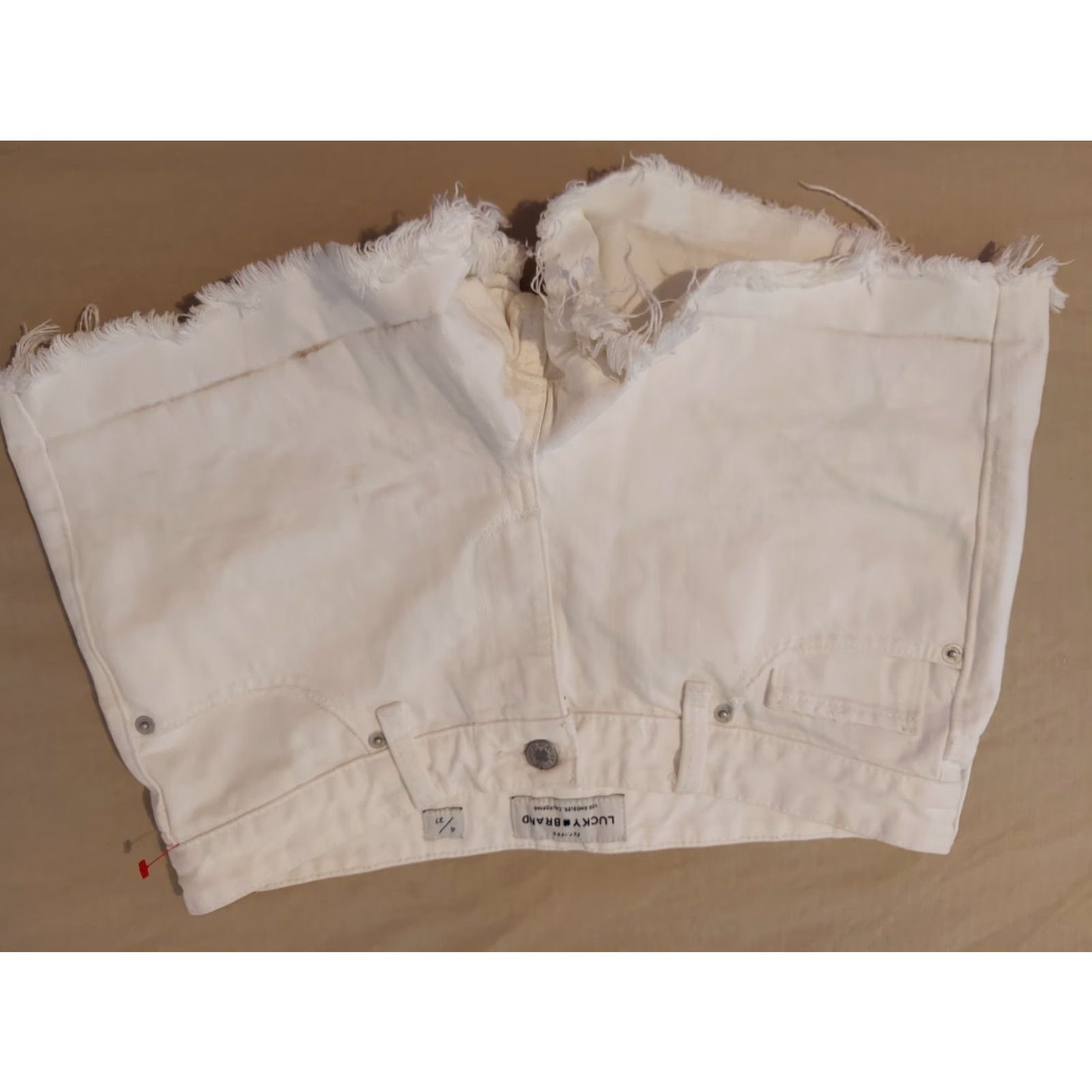 Lucky Brand Womens Lucky Brand Denim Shorts 4 Regular White Stretch Cut-Off Denim 4 Womens Jeans Shorts Stretch White Lucky Brand Size 27" / US 4 / IT 40 - 2 Thumbnail