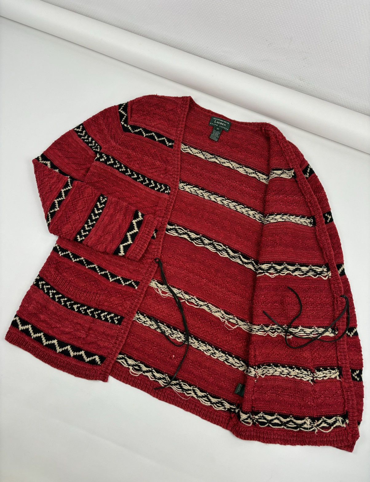 Lauren Ralph Lauren RARE Polo RRL Hand Knit Linen Aztec Navajo Striped Cardigan Size US M / EU 48-50 / 2 - 9 Thumbnail