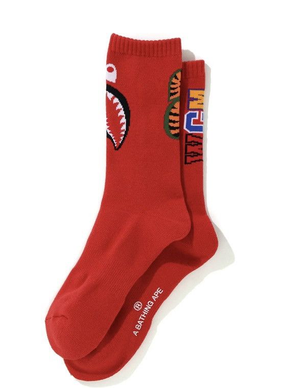 Bape A Bathing Ape Red Shark Socks Size ONE SIZE - 1 Thumbnail