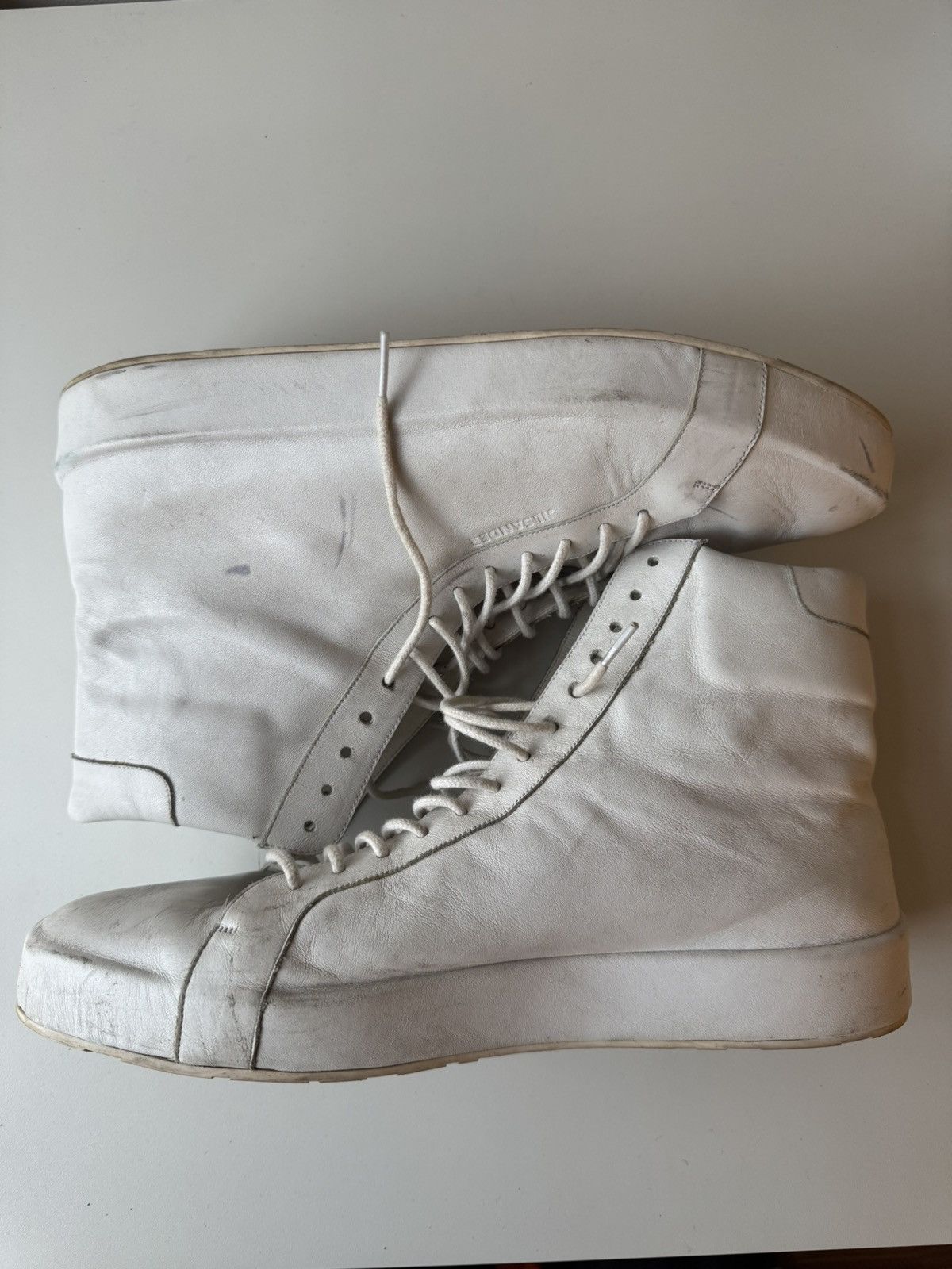 Jil Sander Jil Sander Men's High Top Sneakers Sz 44 White Leather Sz 11 Size US 11 / EU 44 - 7 Thumbnail