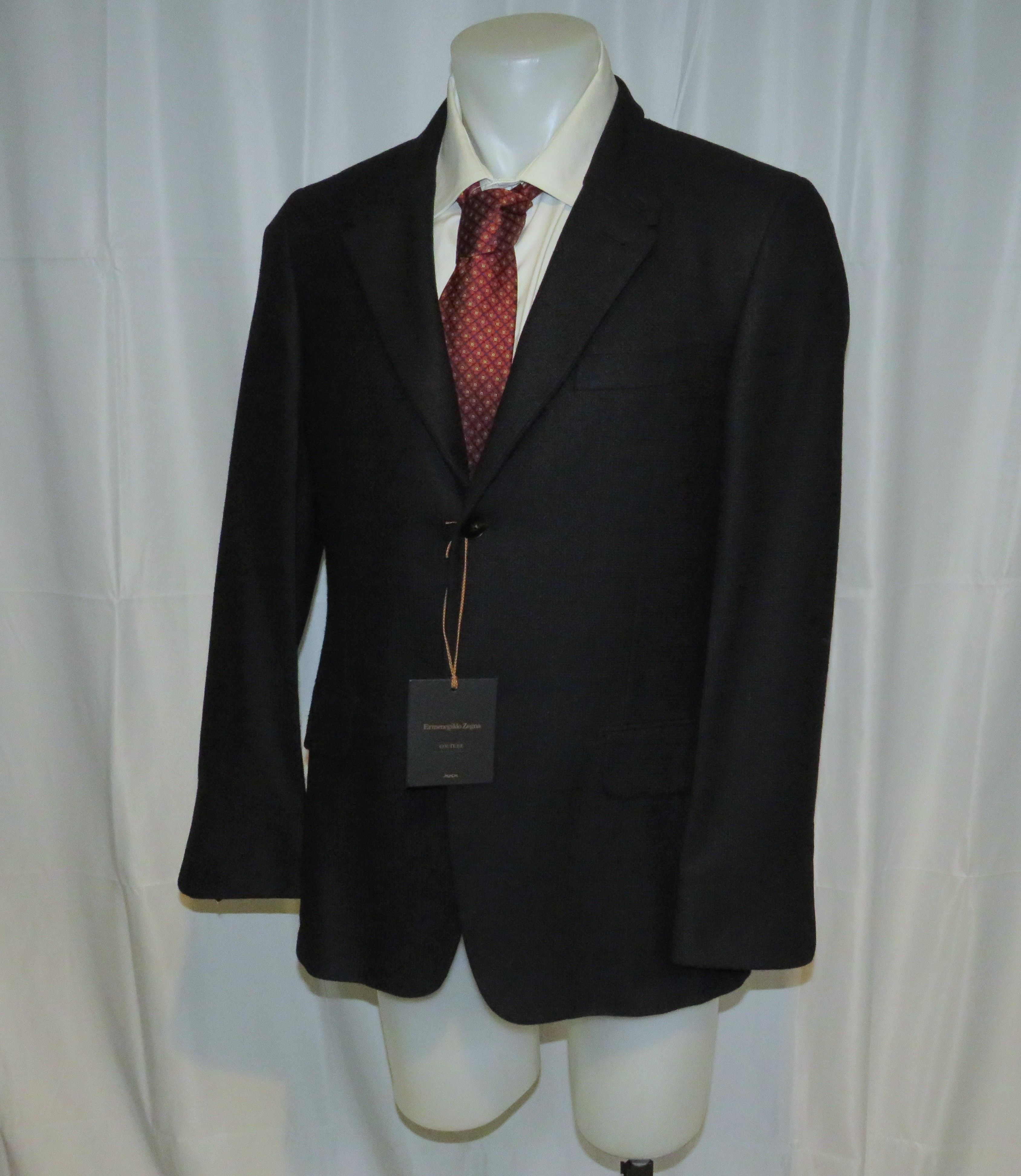 Ermenegildo Zegna Couture Black Hopsack Silk Blend Two Button Blazer 42R NWT Size 42R - 8 Thumbnail