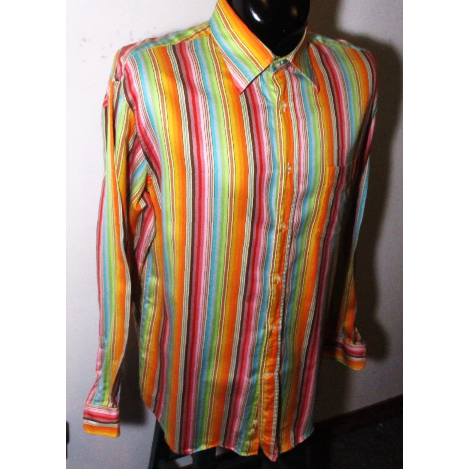 Paul & Shark VINTAGE PAUL & SHARK Yachting Orange Striped Long Sleeve Shirt Mens XL Size US XL / EU 56 / 4 - 3 Thumbnail