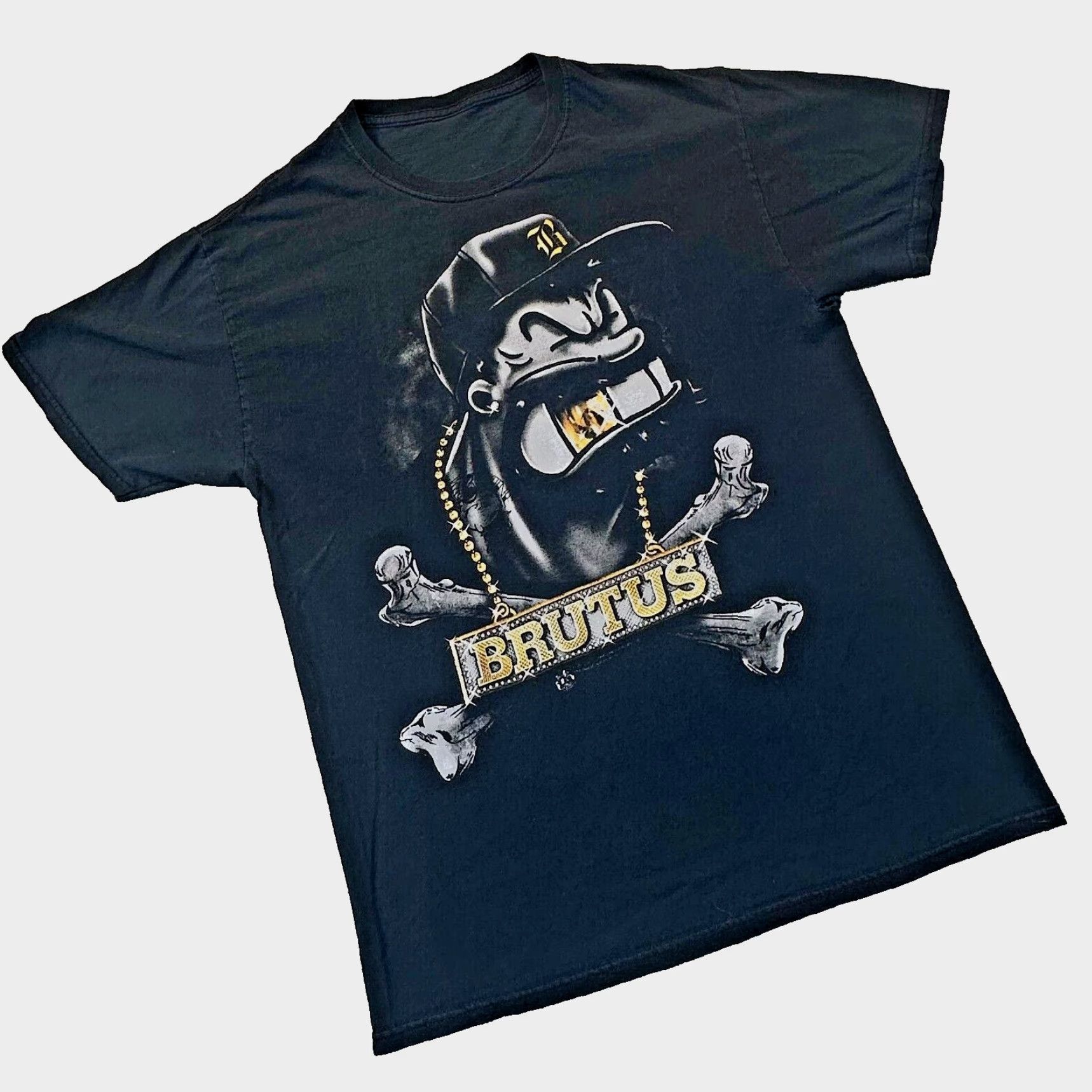 J Brand Brutus Gold Tooth Men's Medium Licensed Popeye Thug Villain Cross Bones Y2K Tee Size US M / EU 48-50 / 2 - 2 Thumbnail