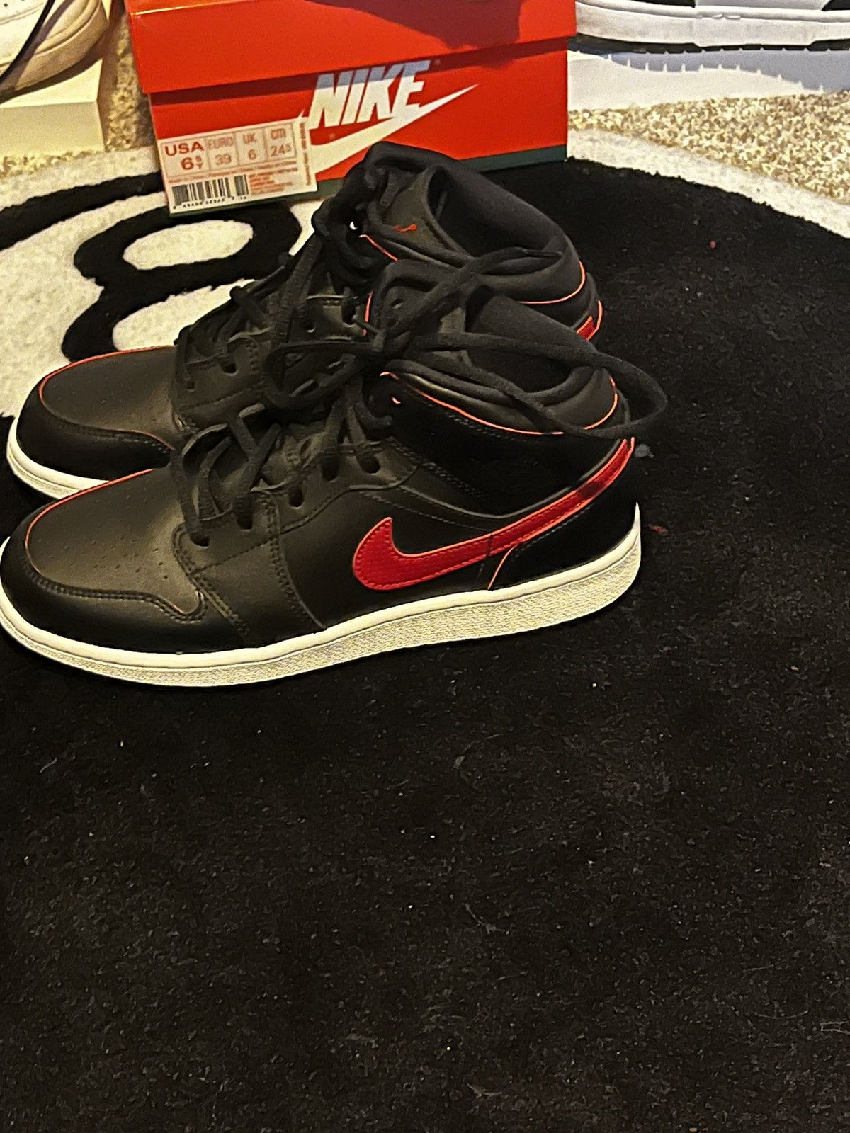image of Jordan Nike Jordan 1 Mid Retro “Black Team Red” Shoes, Men's (Size 6)