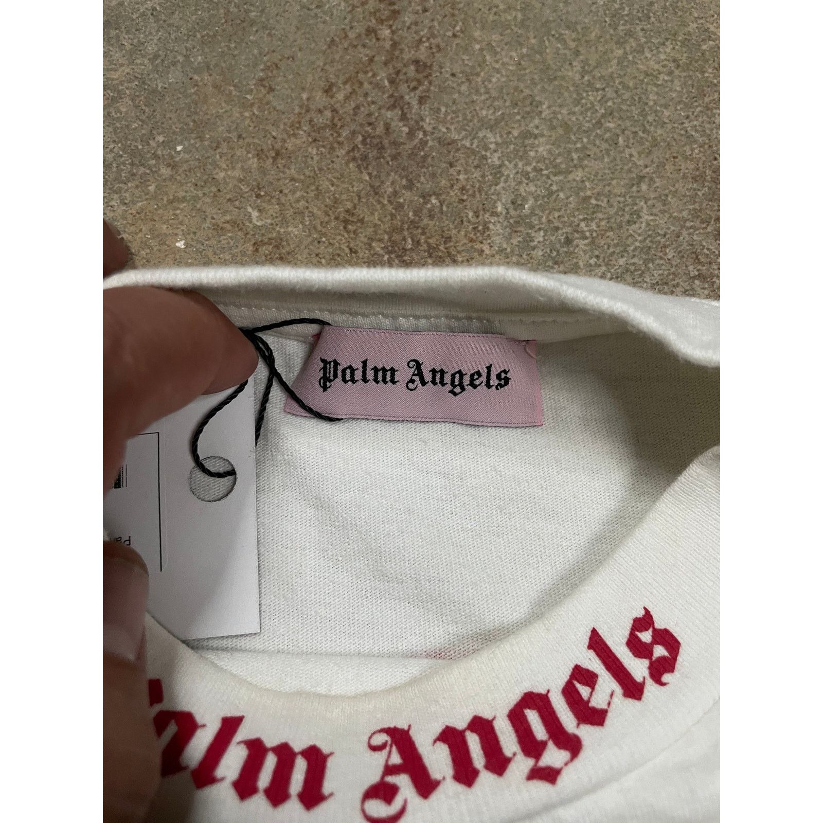 Palm Angels Palm Angels Neck Logo Tee White Used XXS Size US XXS / EU 40 - 3 Thumbnail