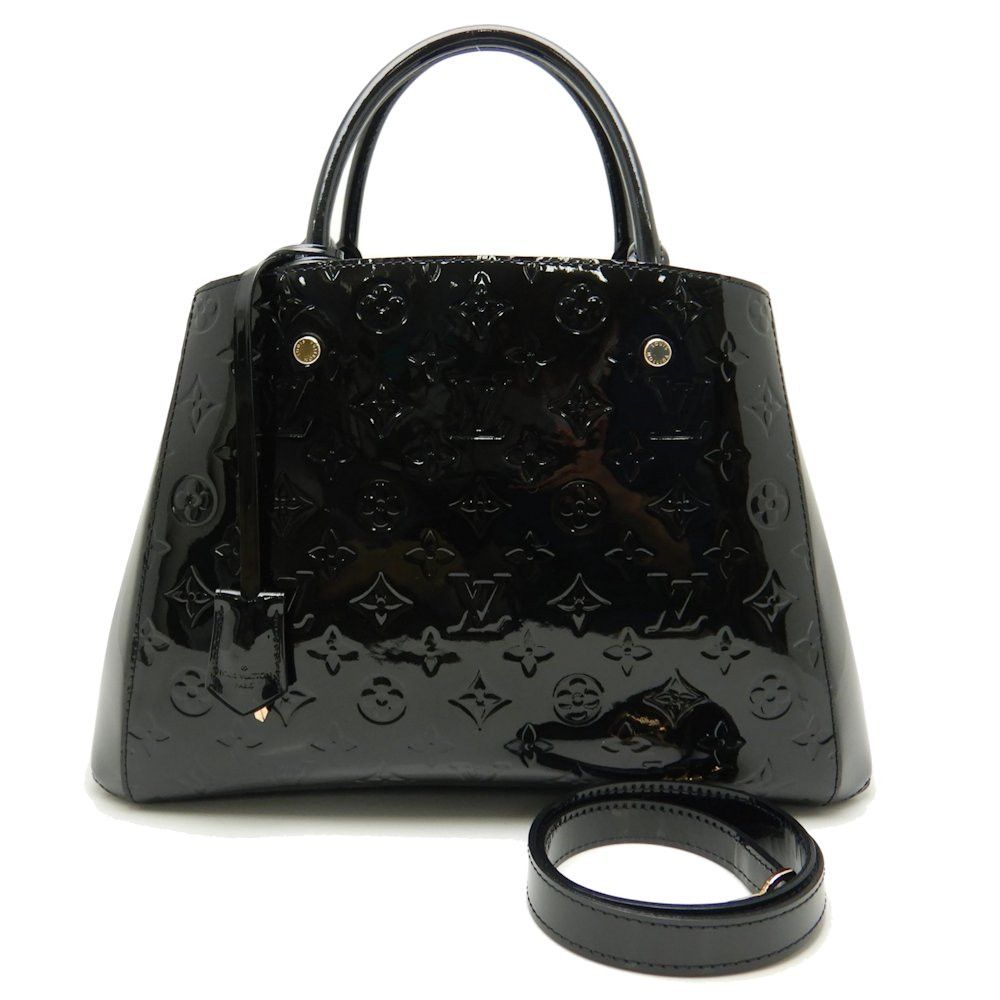 Louis Vuitton Vernis Montaigne MM Noir Black 2WAY Bag
