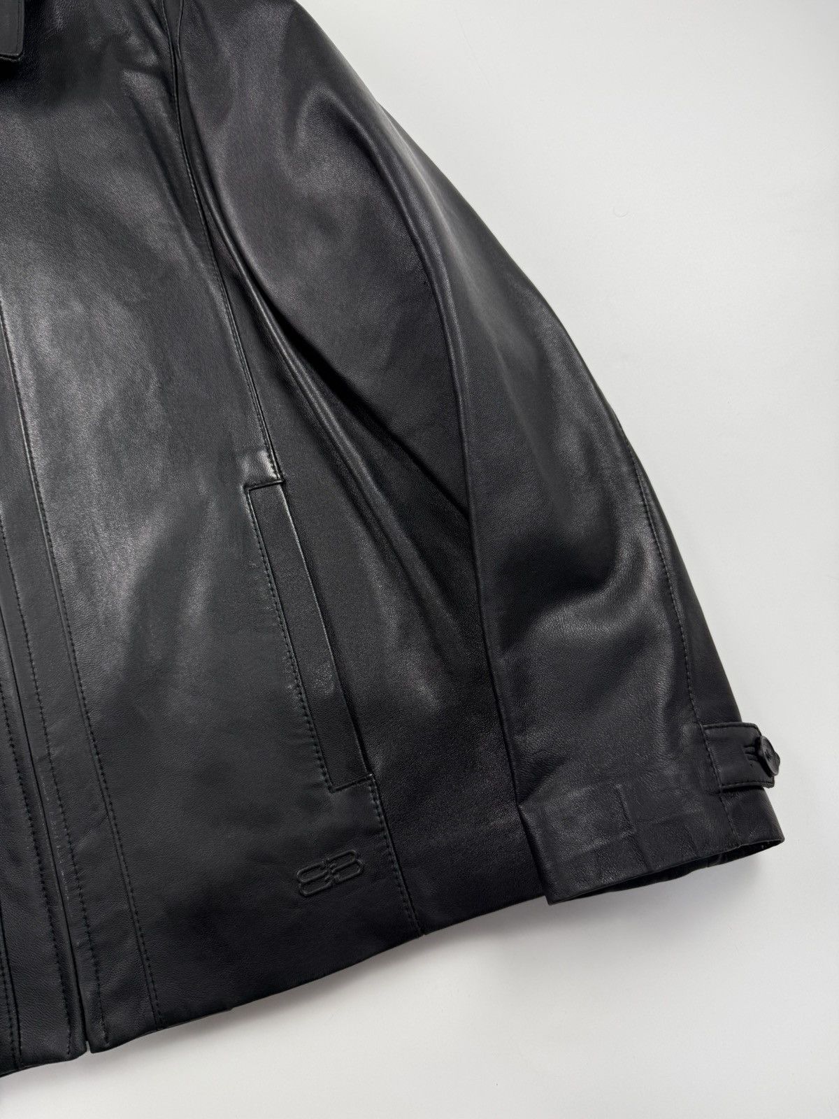 Balenciaga Vintage Balenciaga BB Logo Zip Up Leather Jacket Size US L / EU 52-54 / 3 - 5 Thumbnail