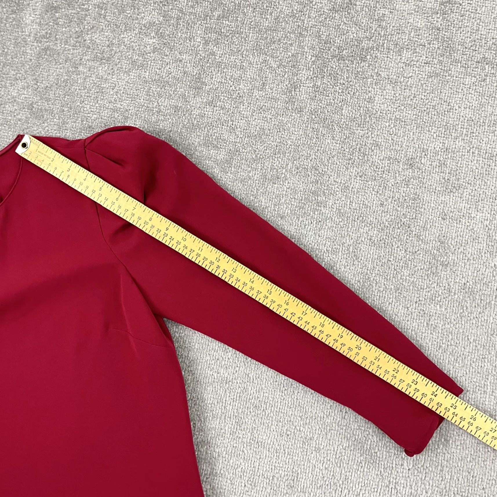 Vintage Lafayette 148 New York Dress Womens Medium Red Knee Length Puff Sleeve Acetate Size M / US 6-8 / IT 42-44 - 6 Thumbnail