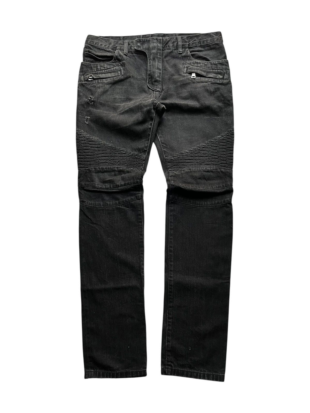 AW11 christophe decarnin distressed biker jeans