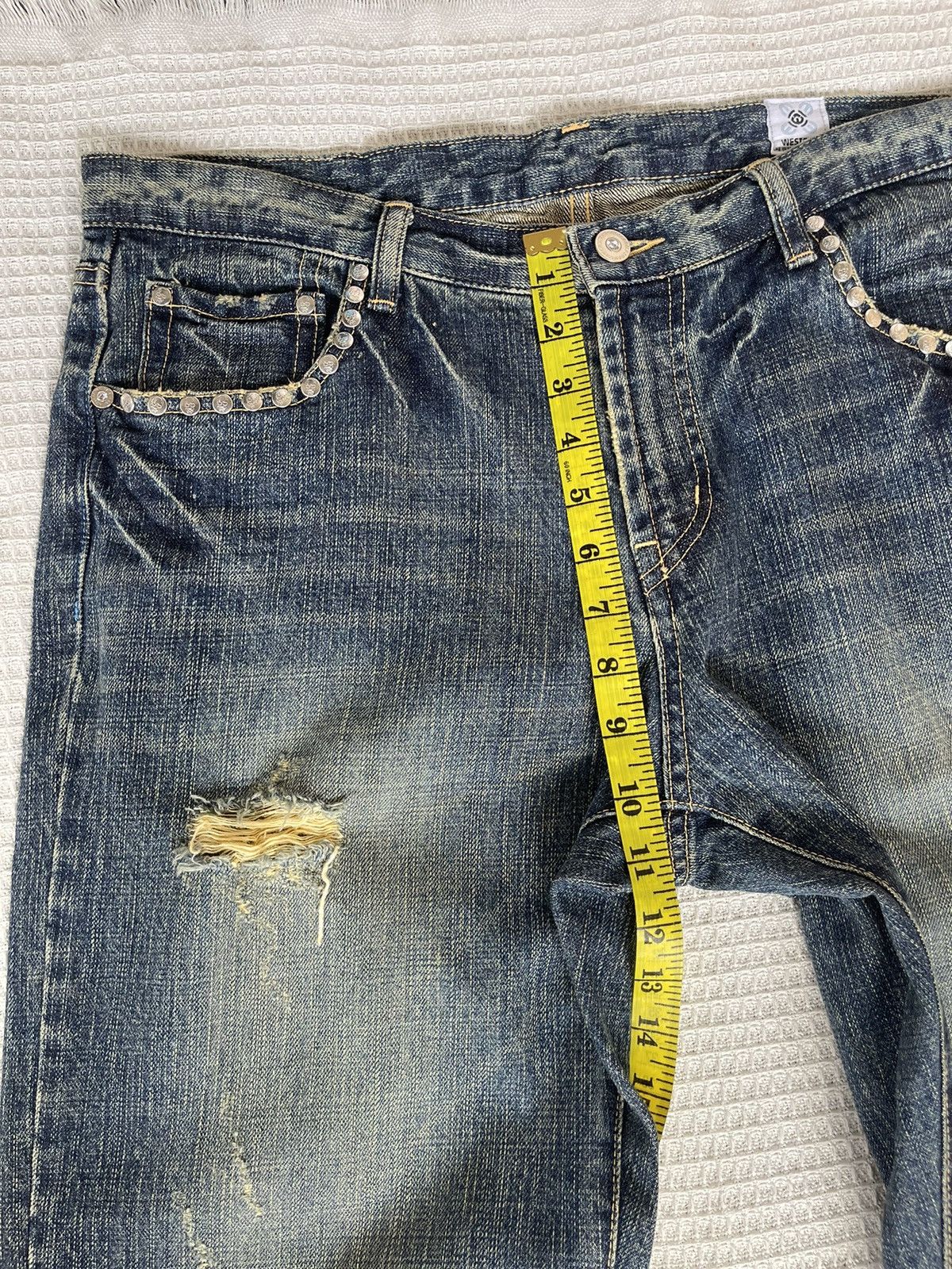 Kentucky Boy Tyler Rare‼️Vintage🔥WESTOPIA🔥Distressed Denim Skull Punk Design Size US 35 - 6 Thumbnail