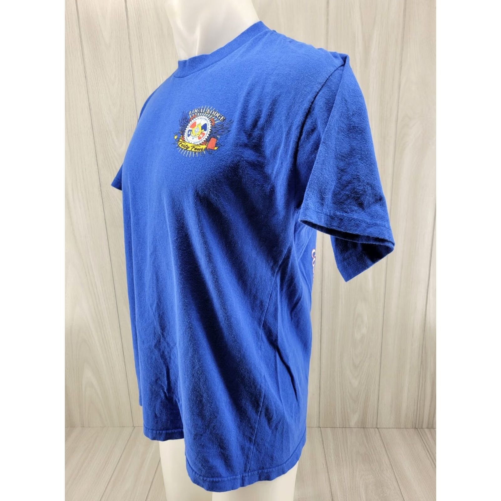 Vintage VINTAGE Union Line Distressed Lodge 44 Machinists & Aerospace Workers Union Mens T-Shirt Blue Large Shirt Men 90s Graphic Tee Size US L / EU 52-54 / 3 - 3 Thumbnail