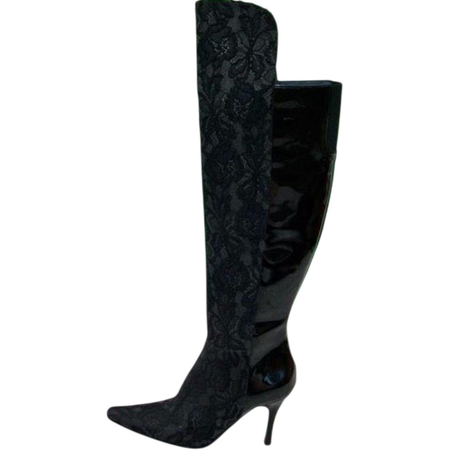 Donald Pliner Donald Pliner Black Lace Patent Leather Boot OTK $695 NIB Size US 7.5 / IT 37.5 - 3 Thumbnail