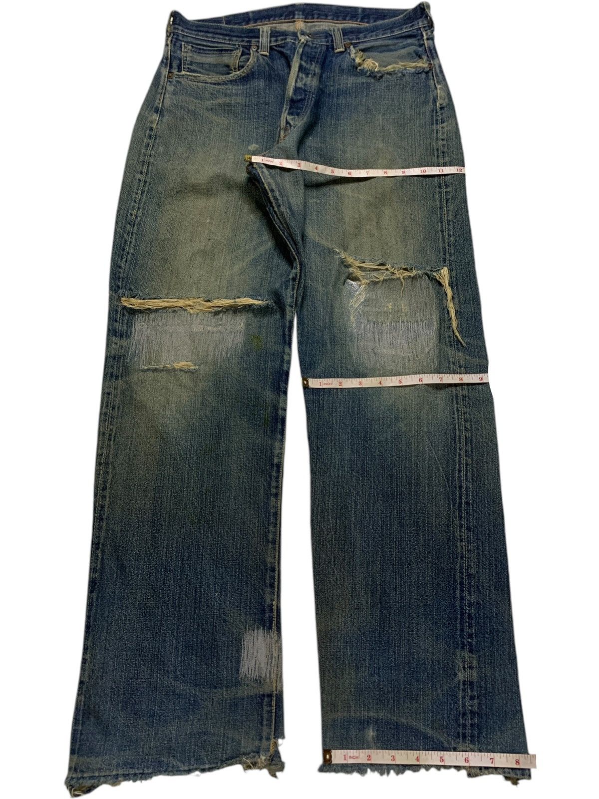 Japanese Brand × The Real McCoy's Vintage Mc Coy Selvedge Mud Wash Distressed Baggy Jeans Size US 31 - 15 Thumbnail