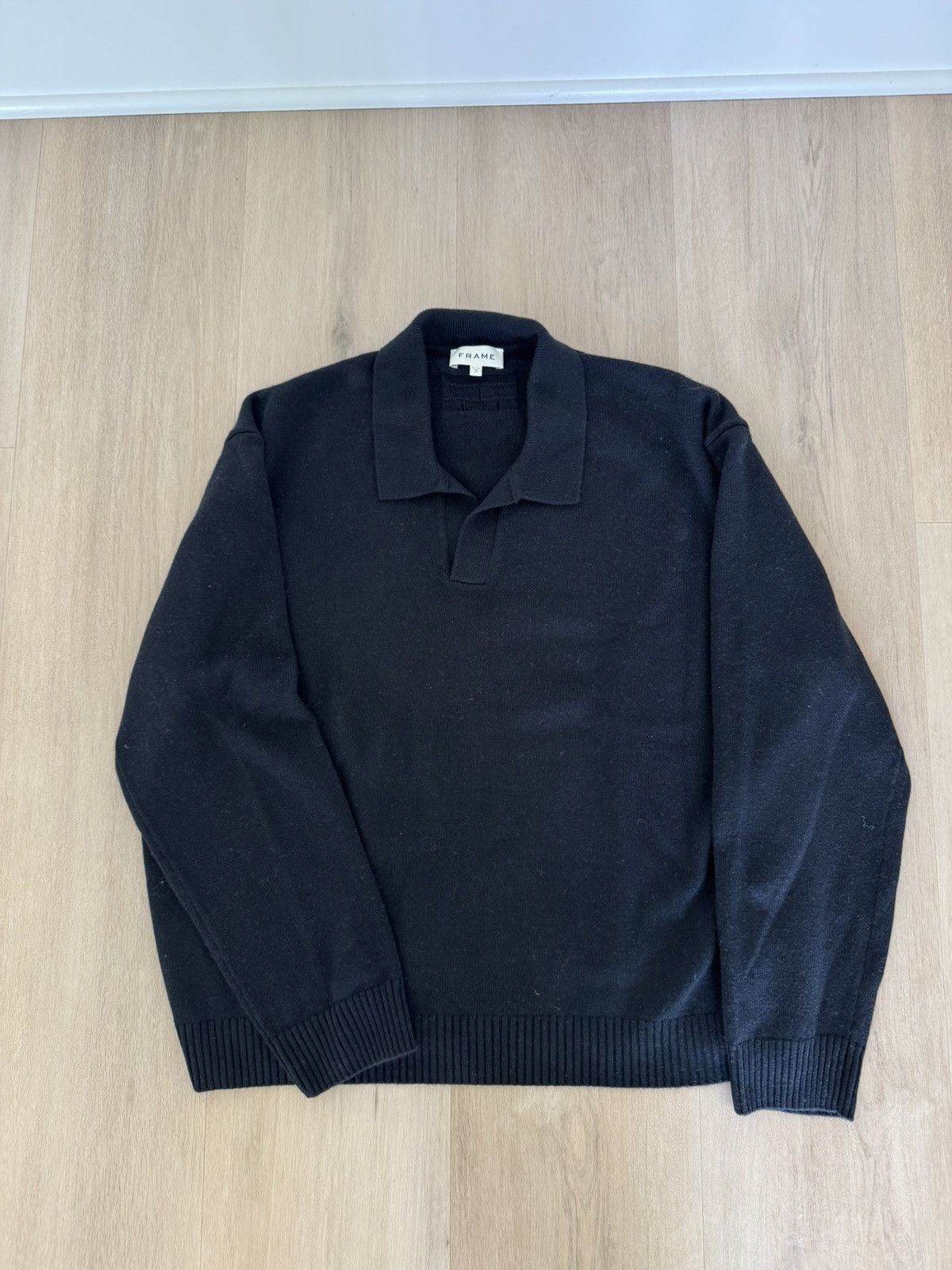 Frame Frame Silk Blend Polo Sweater in Black Size US XXL / EU 58 / 5 - 3 Thumbnail