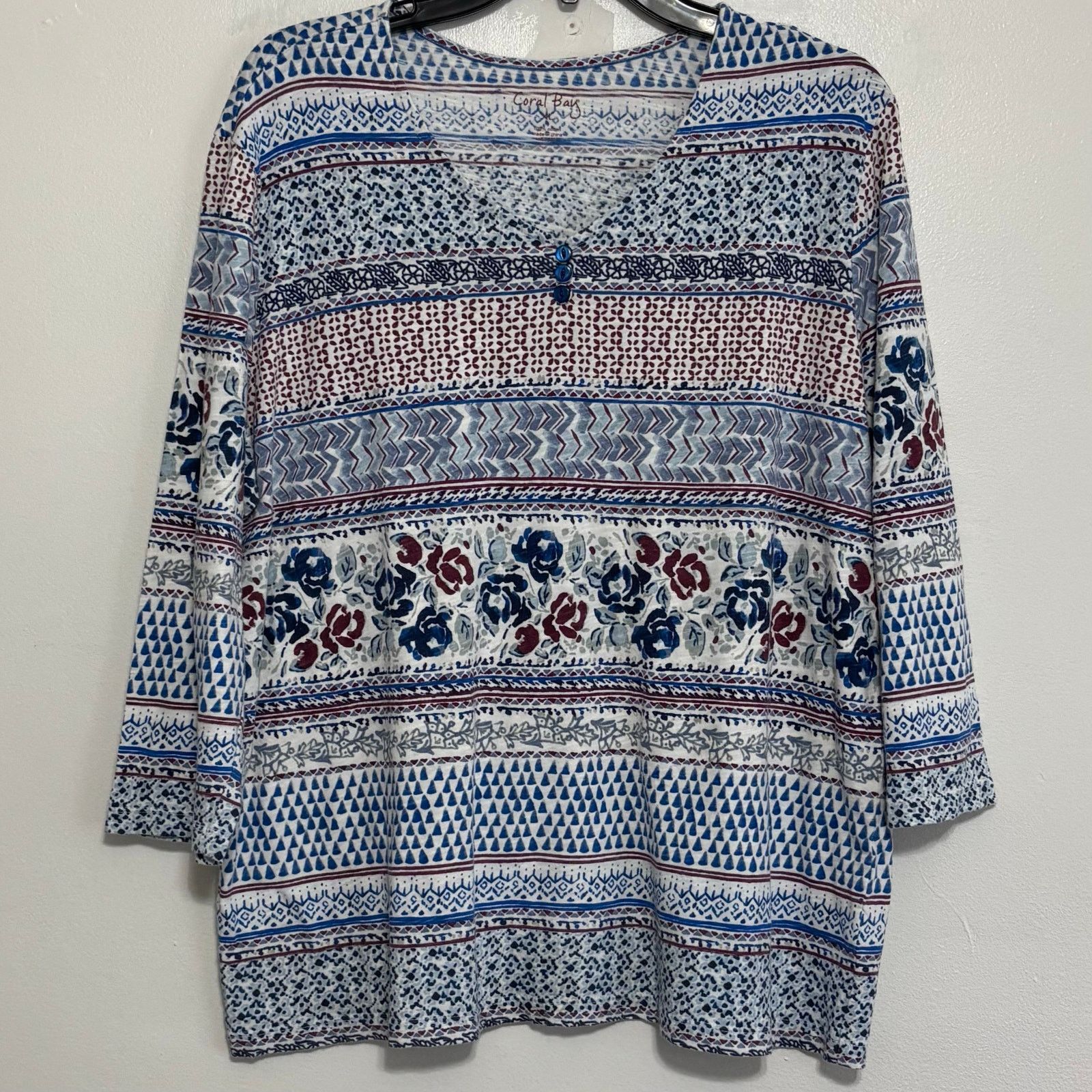 Other Coral Bay Boho 3/4 Sleeve Top Size XL Size XL / US 12-14 / IT 48-50 - 1 Thumbnail