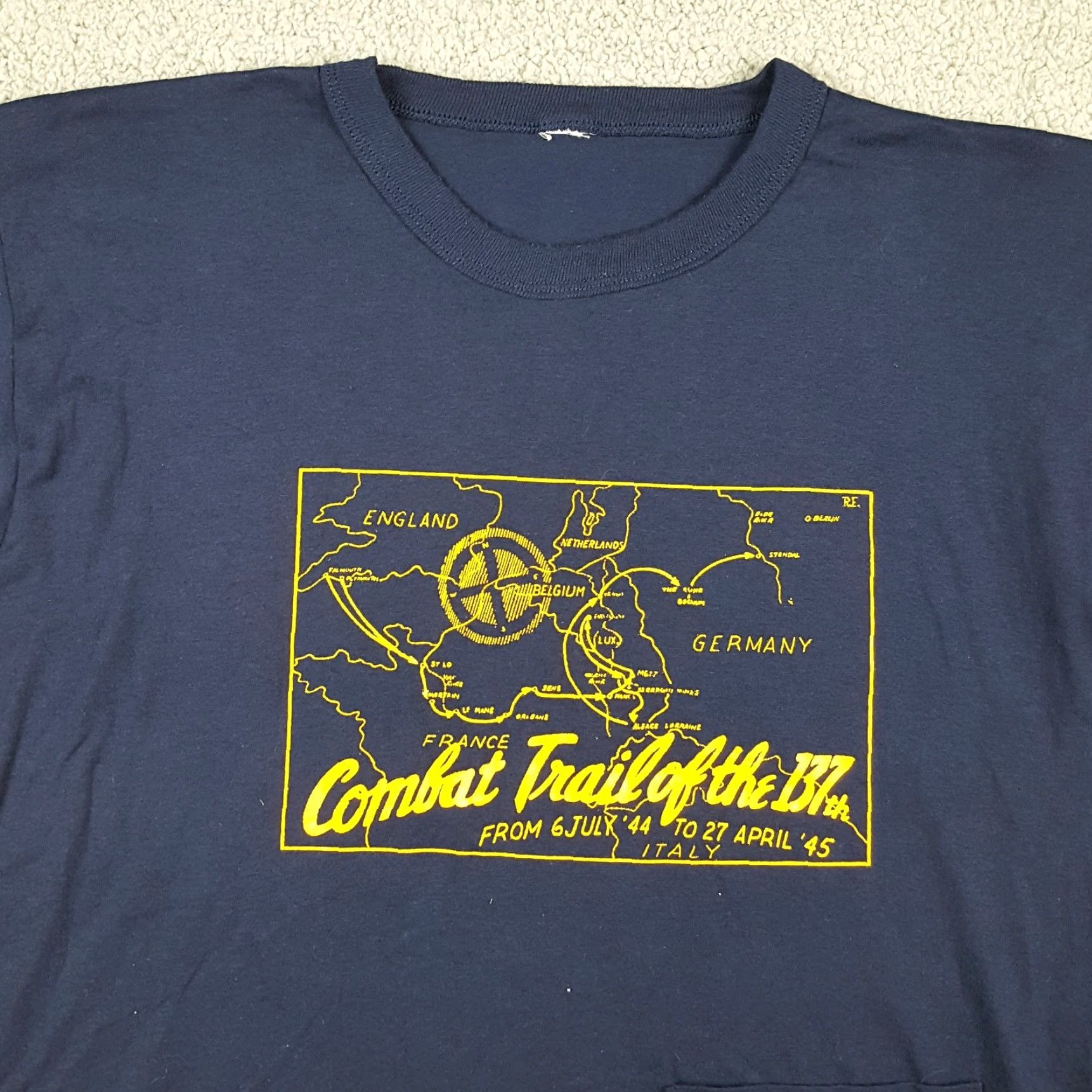 Vintage 60s 70s Combat Trail of the 137th Souvenir WWII Military War Men's Large T Shirt Size US L / EU 52-54 / 3 - 2 Thumbnail