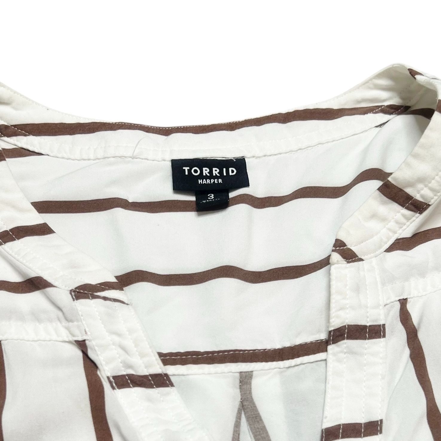 Torrid Torrid Harper Top Womens Size 3X (Torrid Size 3) White Brown Size 3XL / US 20-22 - 3 Thumbnail