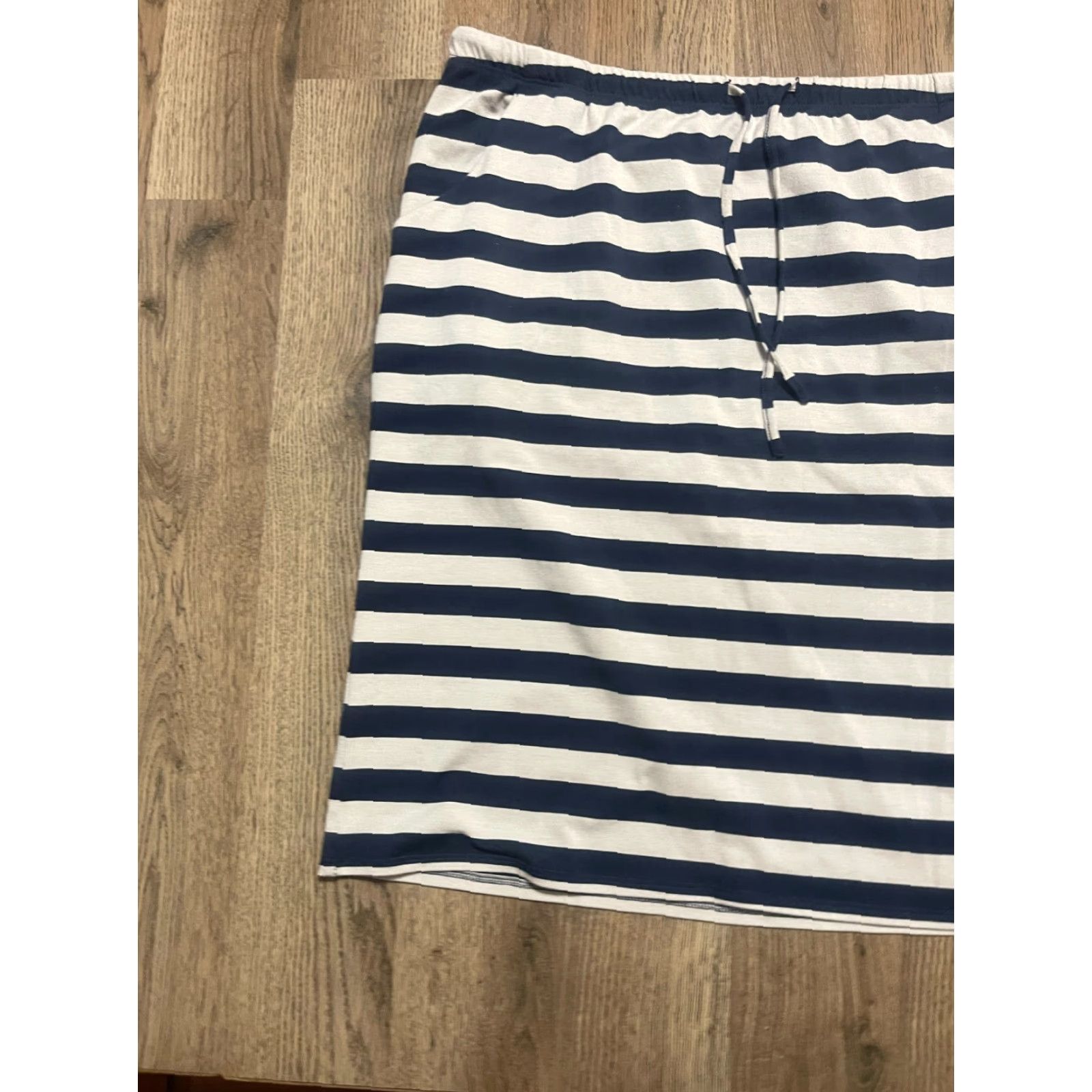 Vintage Sonoma Skirt Women's Size Large Blue Grey Striped Tie Waist Straight Pencil Size 36" / US 14 / IT 50 - 3 Thumbnail