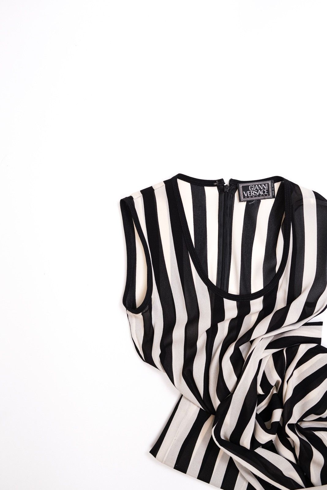 Versace Gianni Versace Black White Vertical Stripe Silk Long Dress Size S / US 4 / IT 40 - 7 Thumbnail